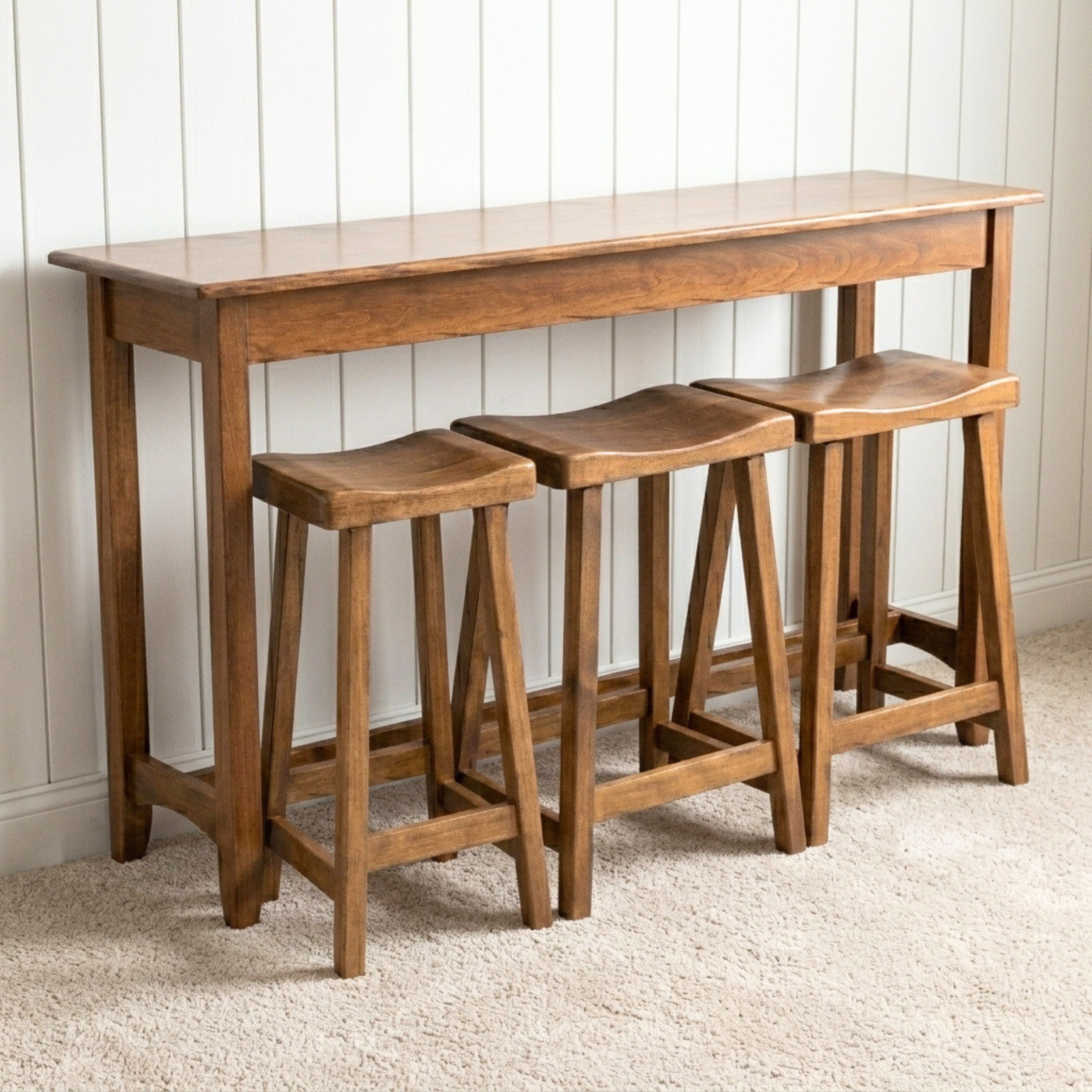 Austin Brown Maple Sofa Bar with Stools - HC