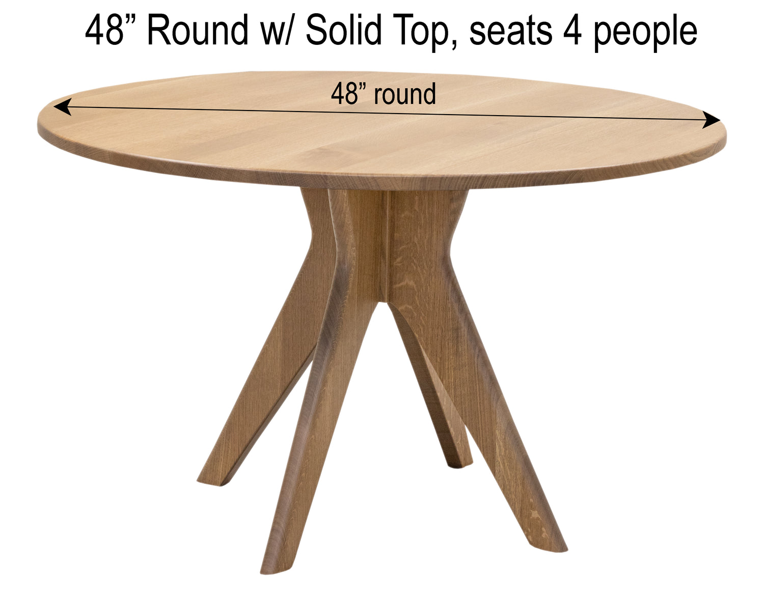 Mid Century Modern White Oak Wood Round Dining Table in Sand