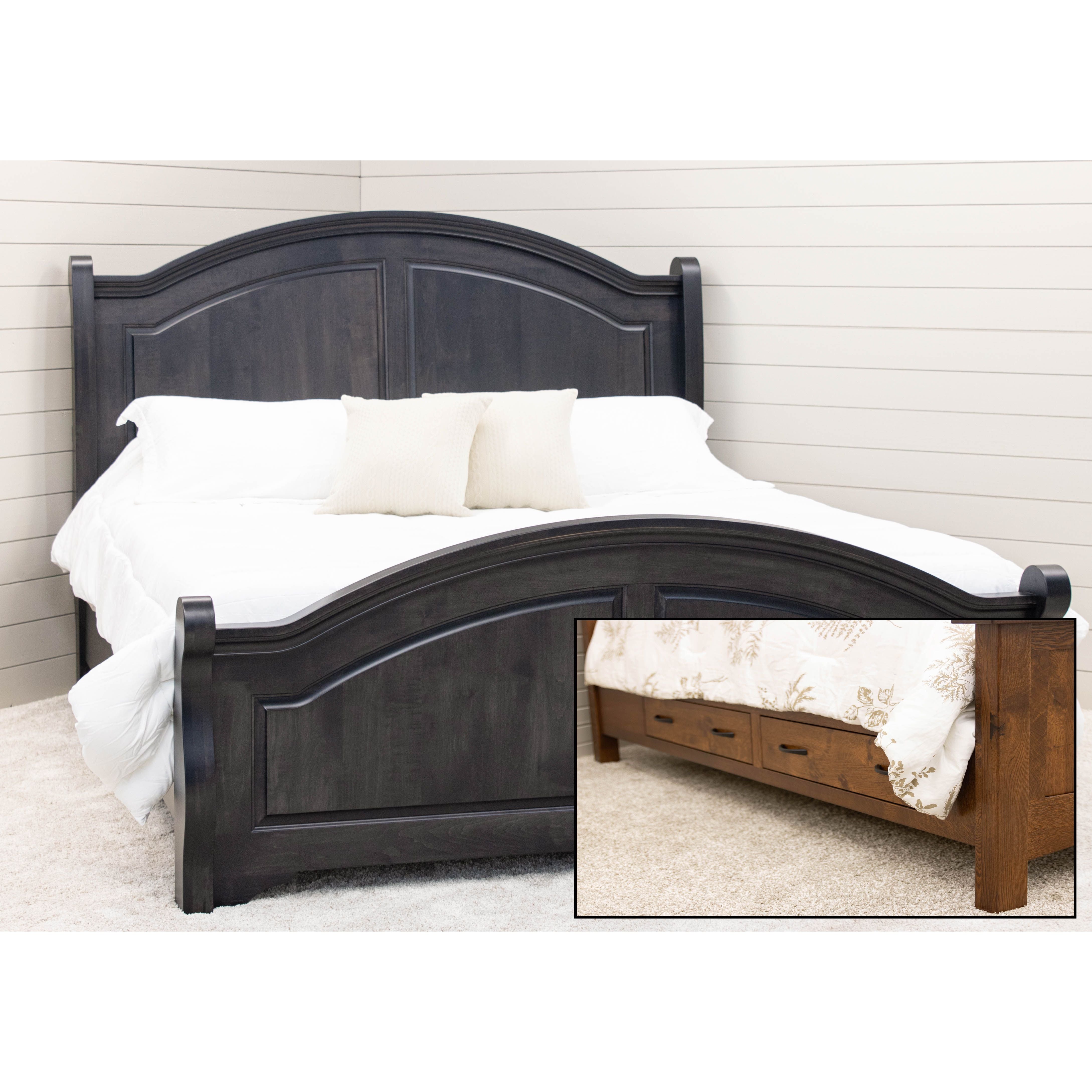 Miranda Sleigh California King Maple Wood Panel Bed with Arched Footboard | DK