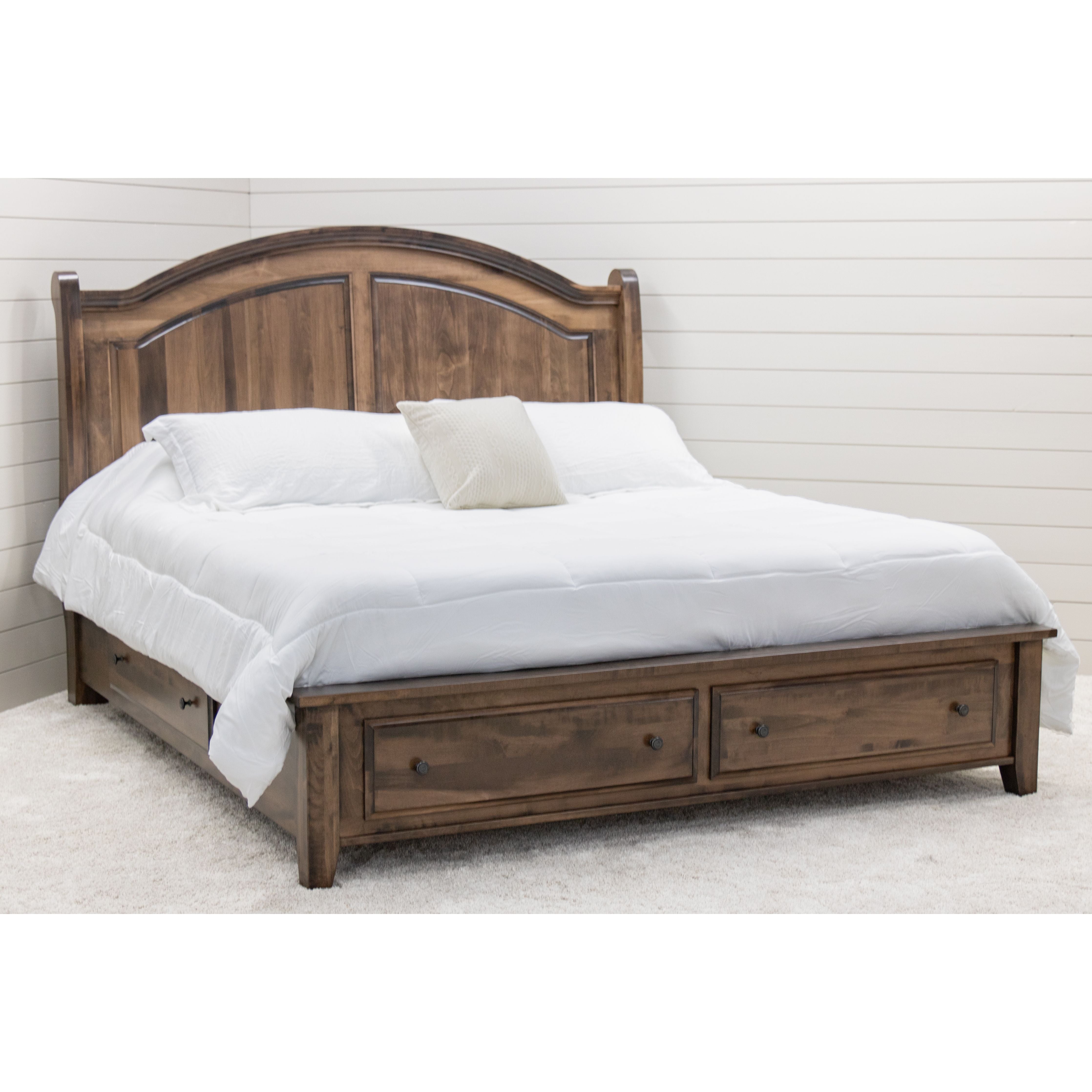 Miranda Sleigh King Maple Wood Panel Storage Platform Bed | CO
