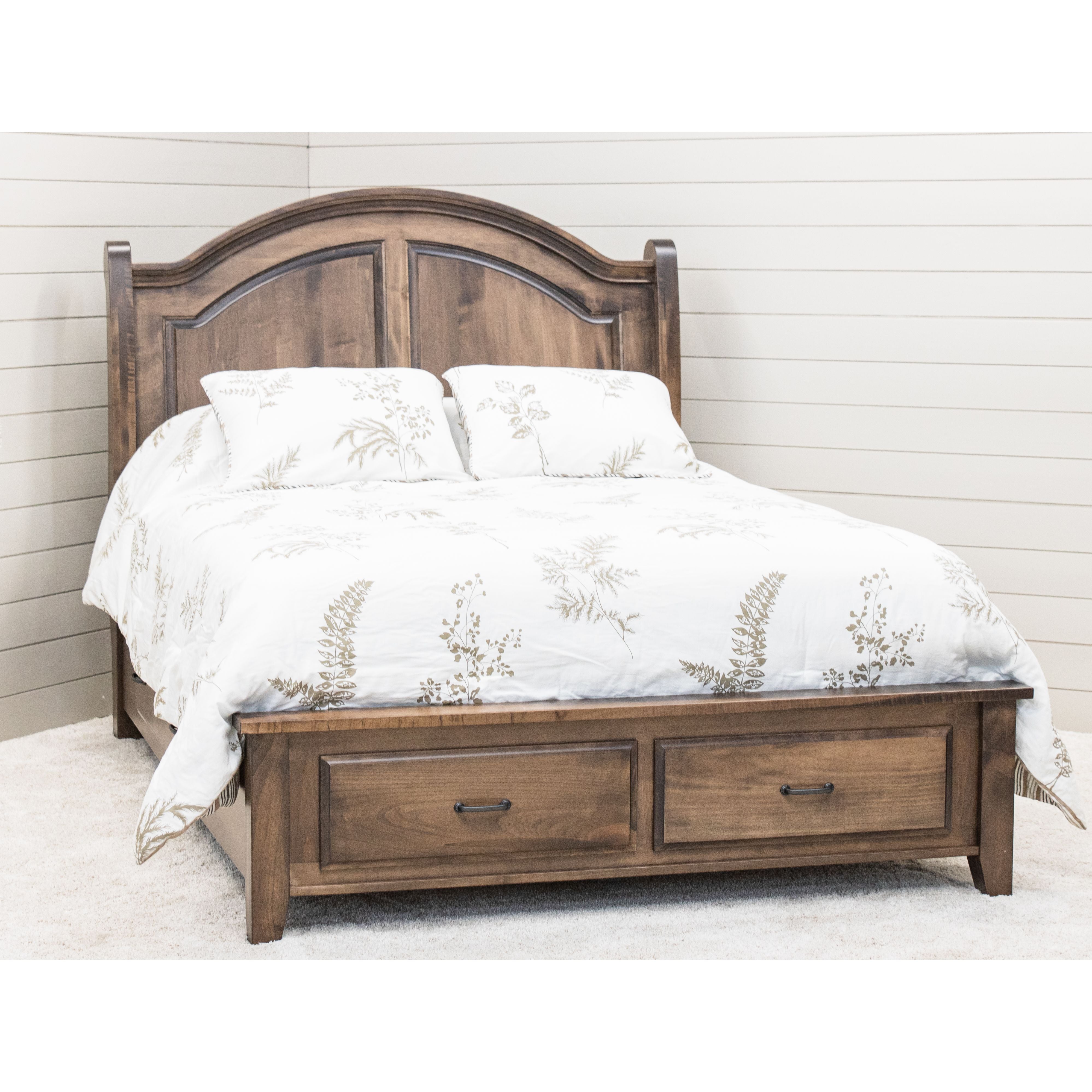 Miranda Sleigh Full Maple Wood Panel Storage Platform Bed | CO
