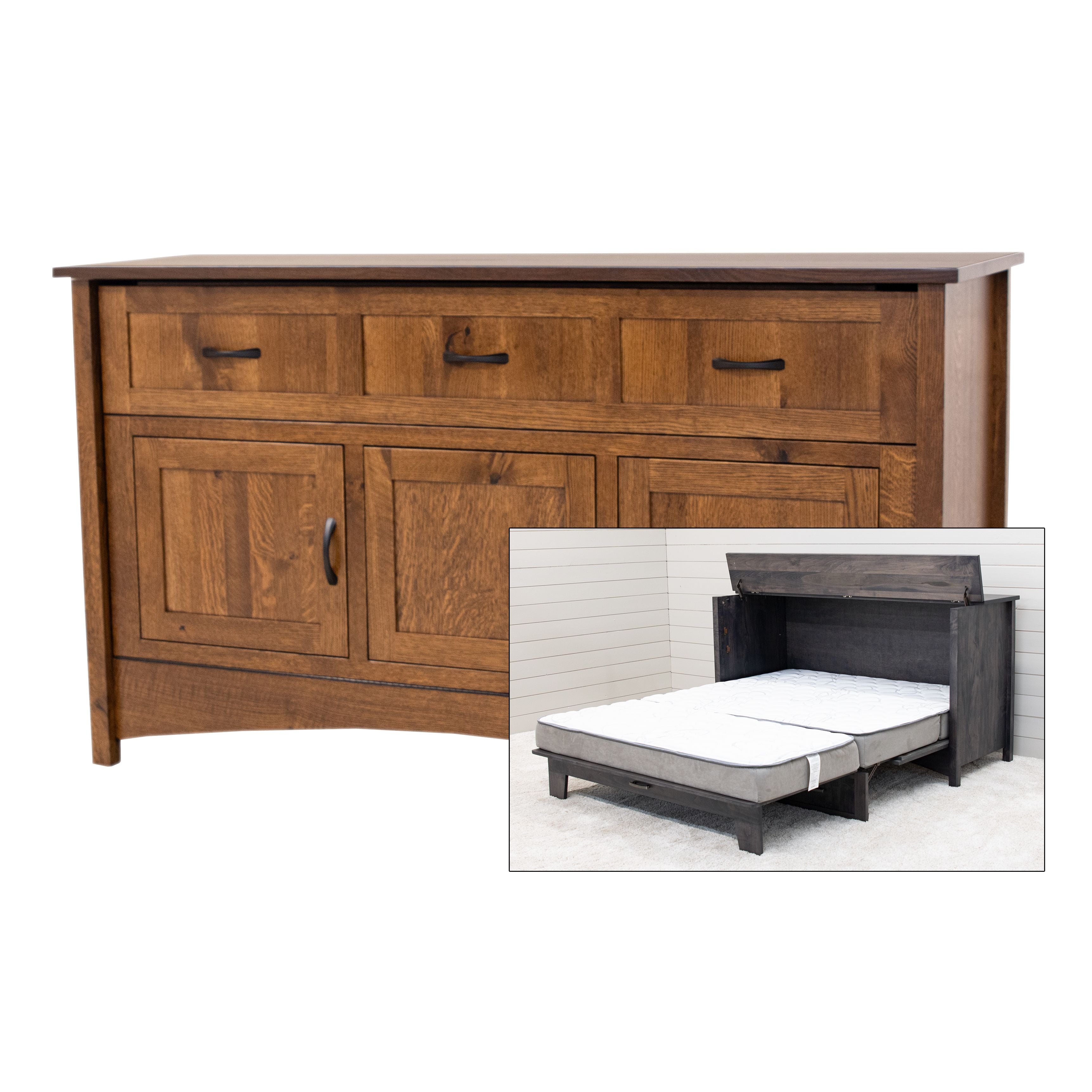 Murphy Rustic Quartersawn White Oak Wood Bed Cabinet