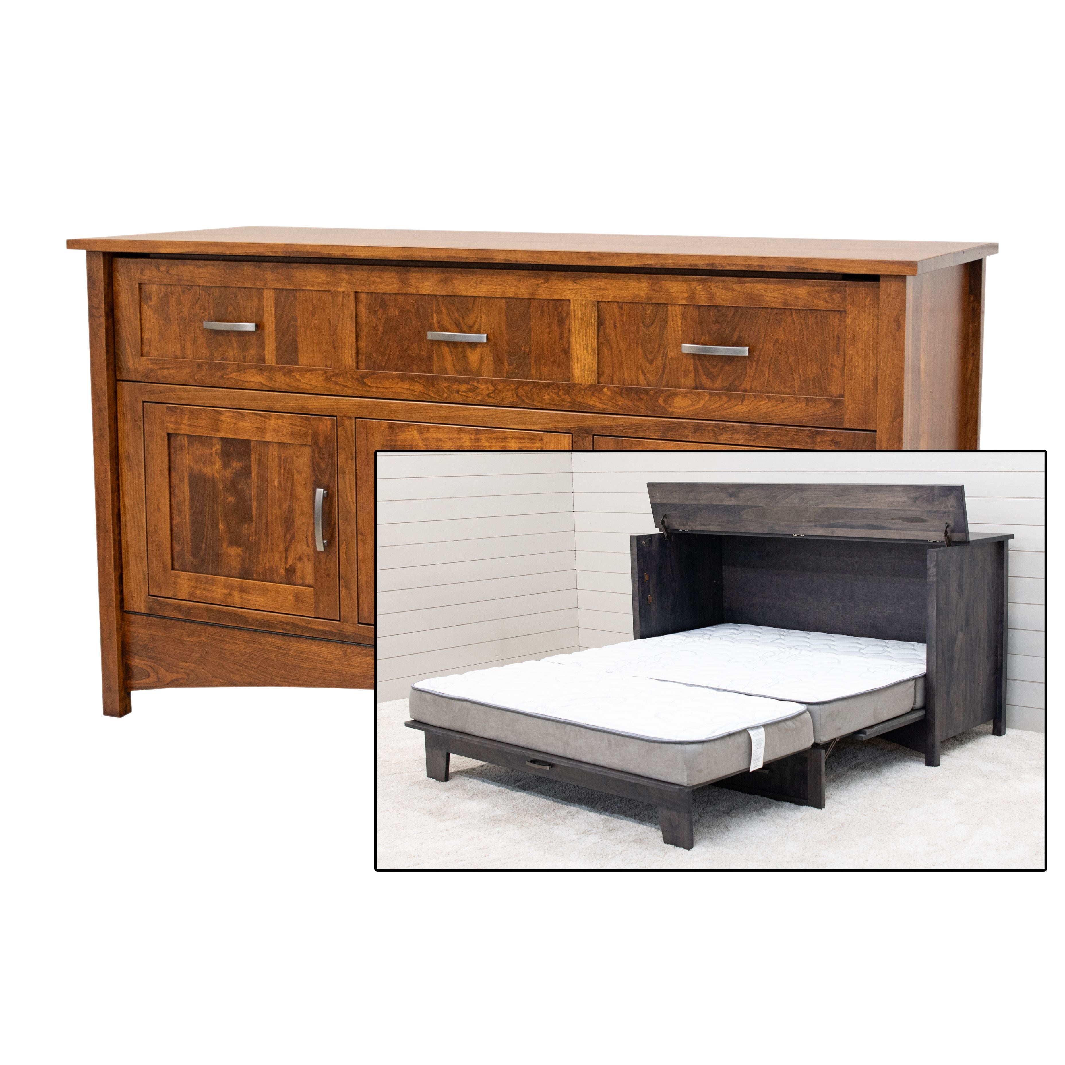 Murphy Solid Cherry Wood Bed Cabinet in Cherry Color