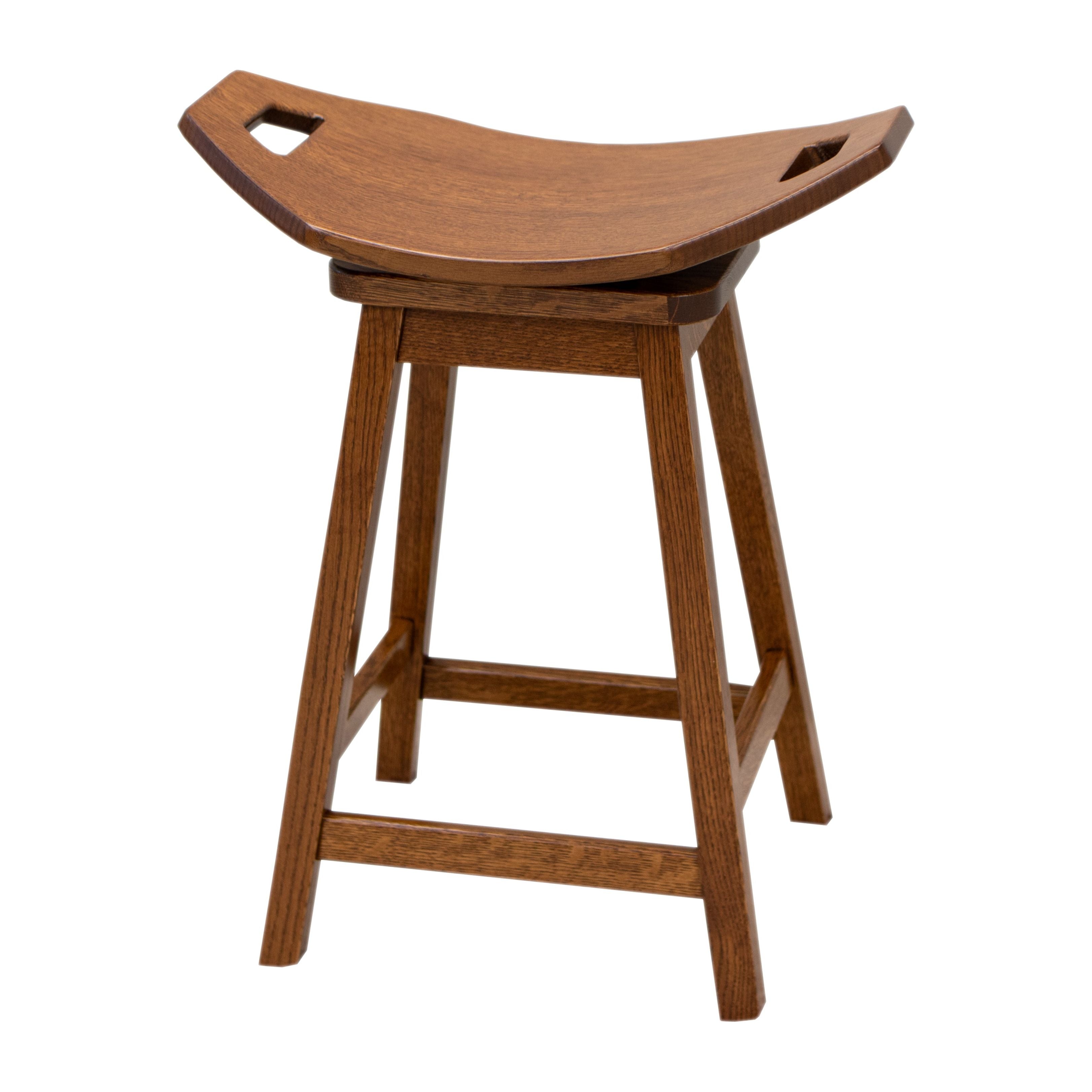 Mission 24" Saddle Rustic Quarter Sawn White Oak Wood Swivel Bar Stool | MC