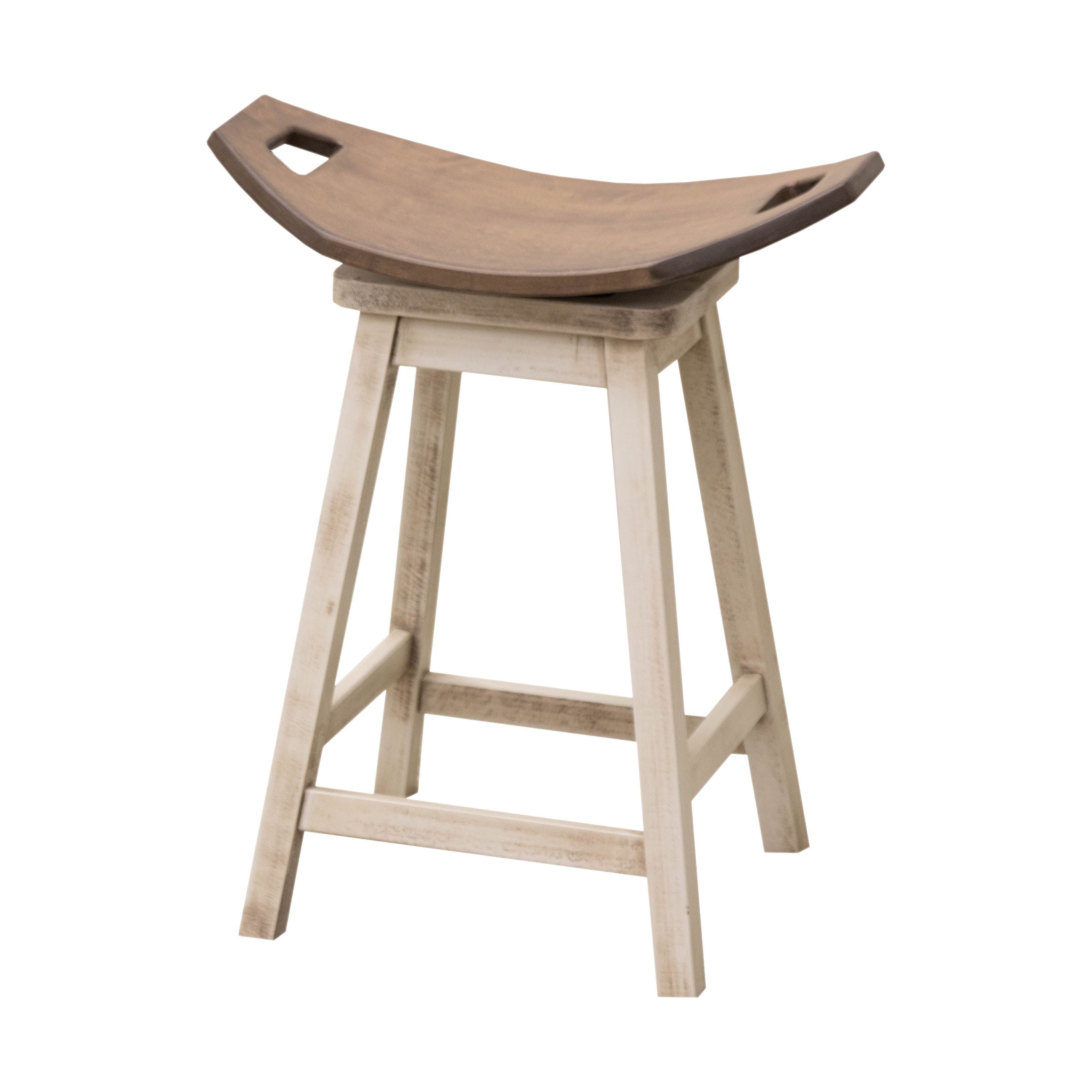 Mission 24" Saddle White & Wood Swivel Bar Stool | M-CS&DCD