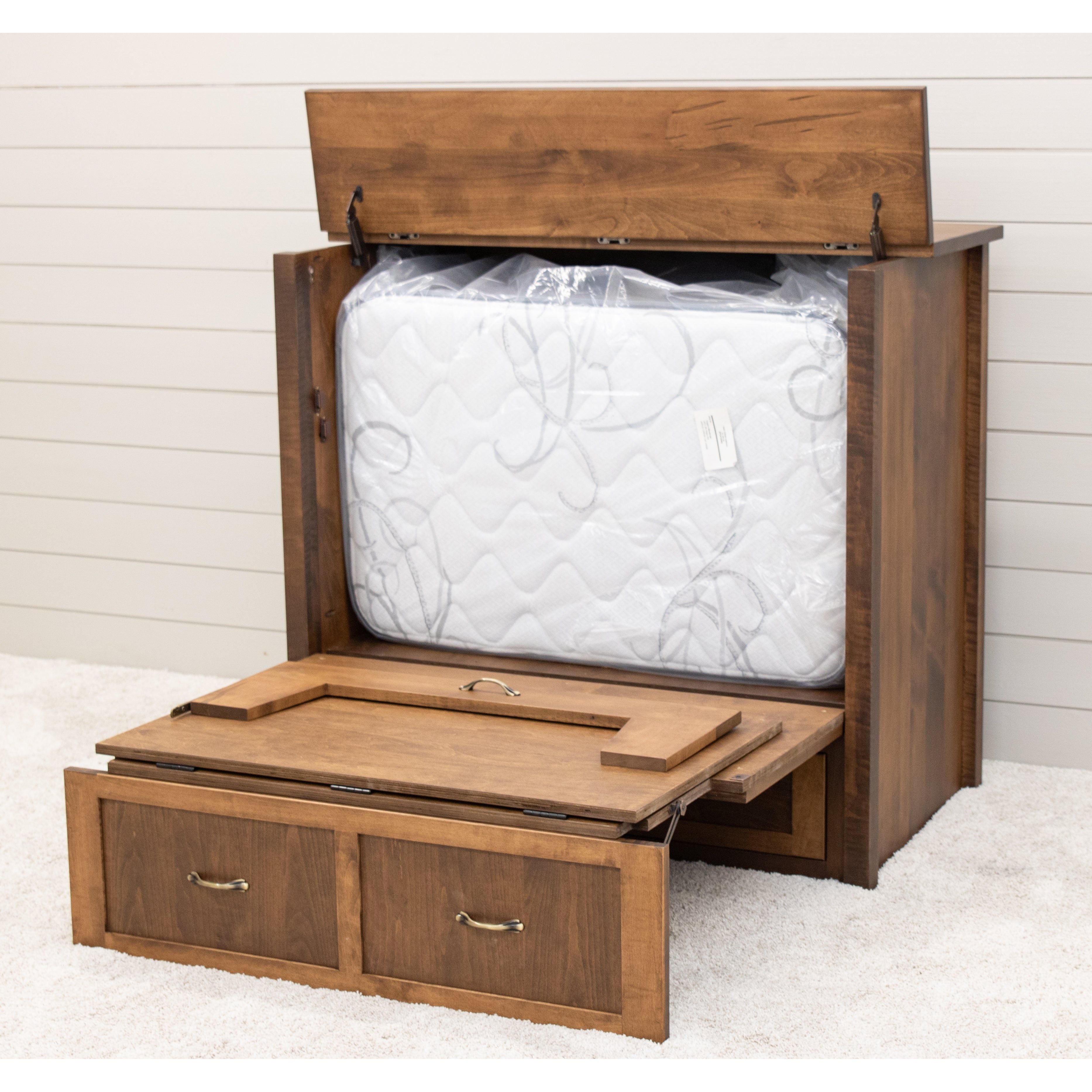 Mission Style Maple Wood Twin Size Murphy Bed Cabinet with Drawers Mission Style Maple Wood Twin Size Murphy Bed Cabinet with Drawers