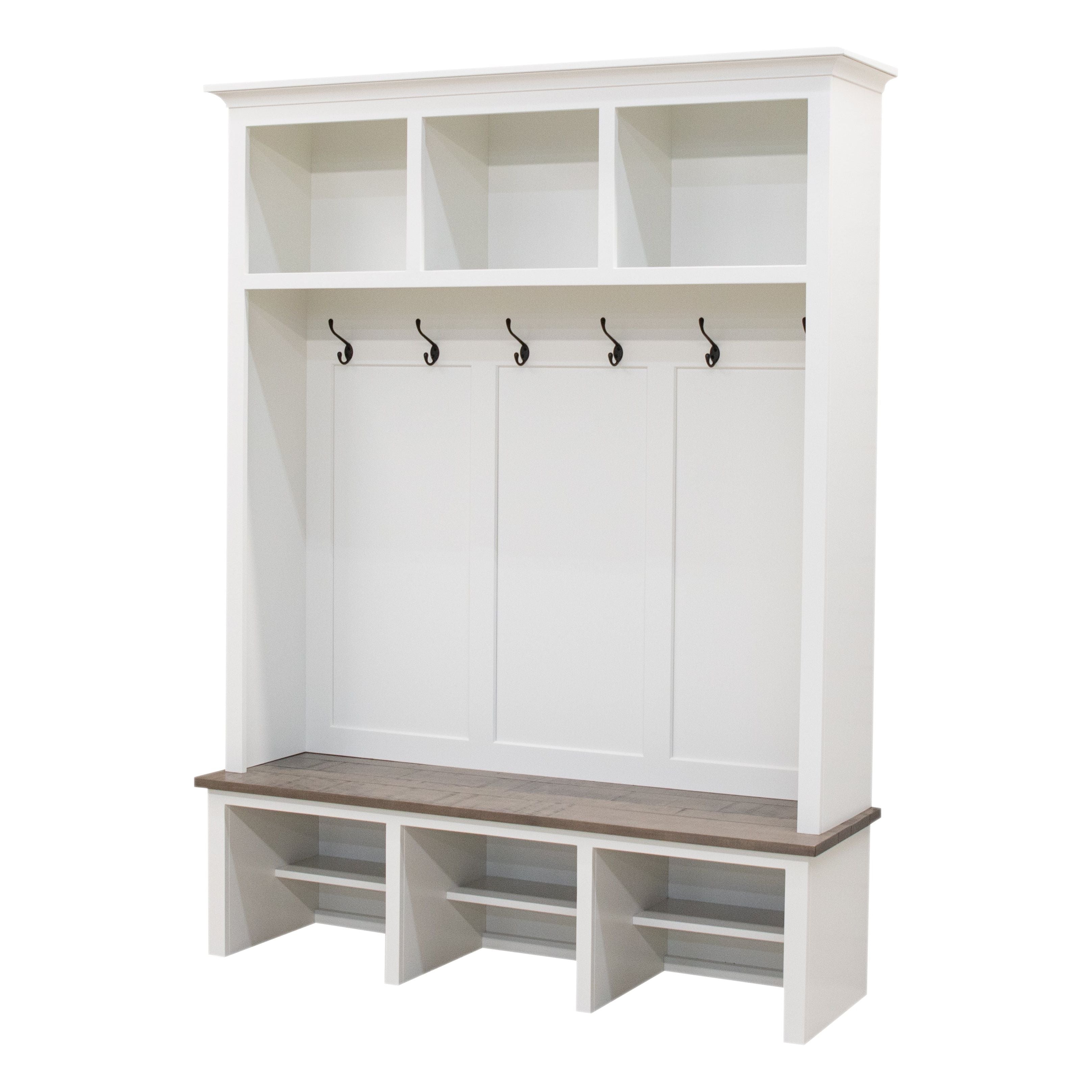 〆1/31 WHITE_WOOD_BENCH #1 Weston White Hall Tree Bench with Maple Wood Seat