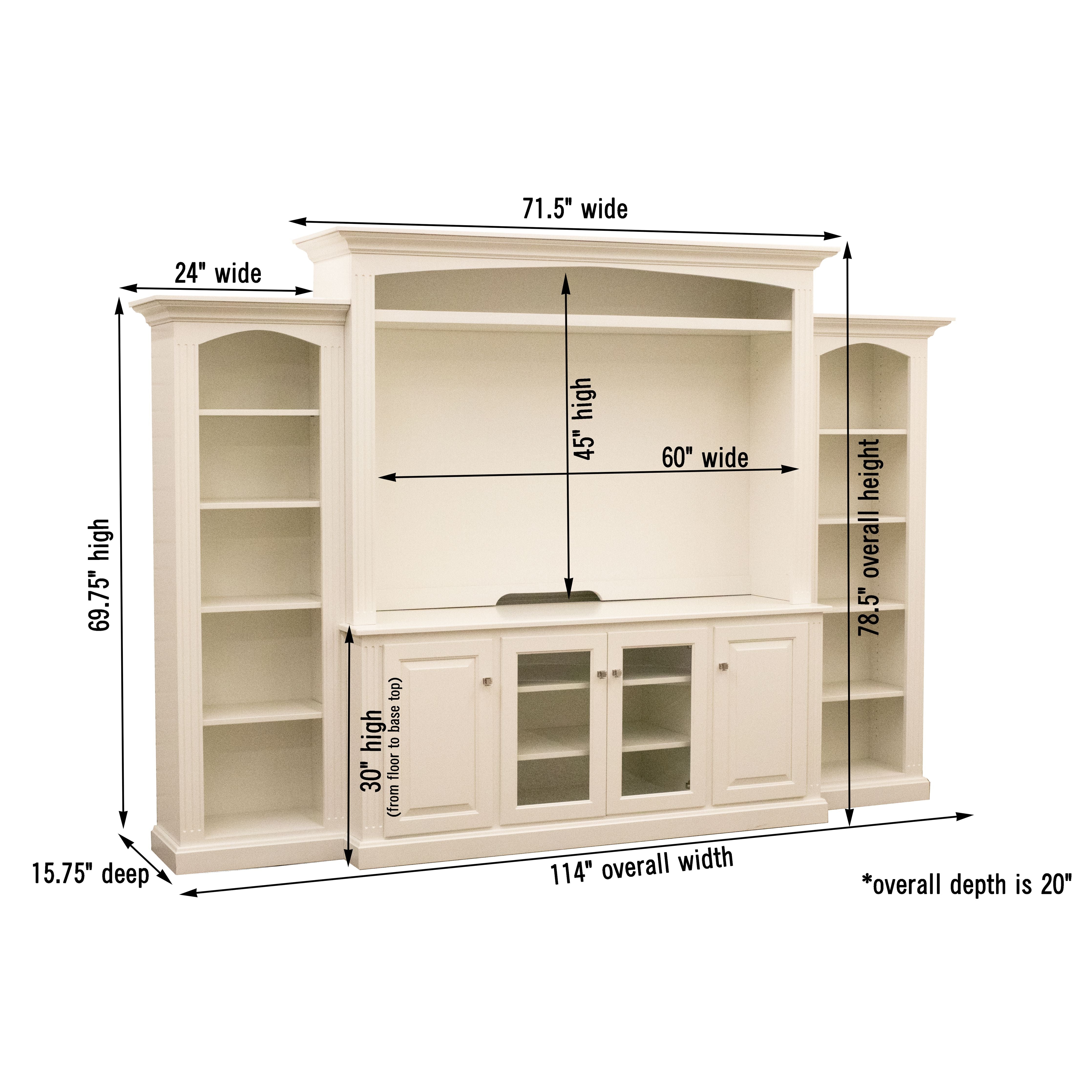 Newport White Solid Wood Entertainment Center | M-DW