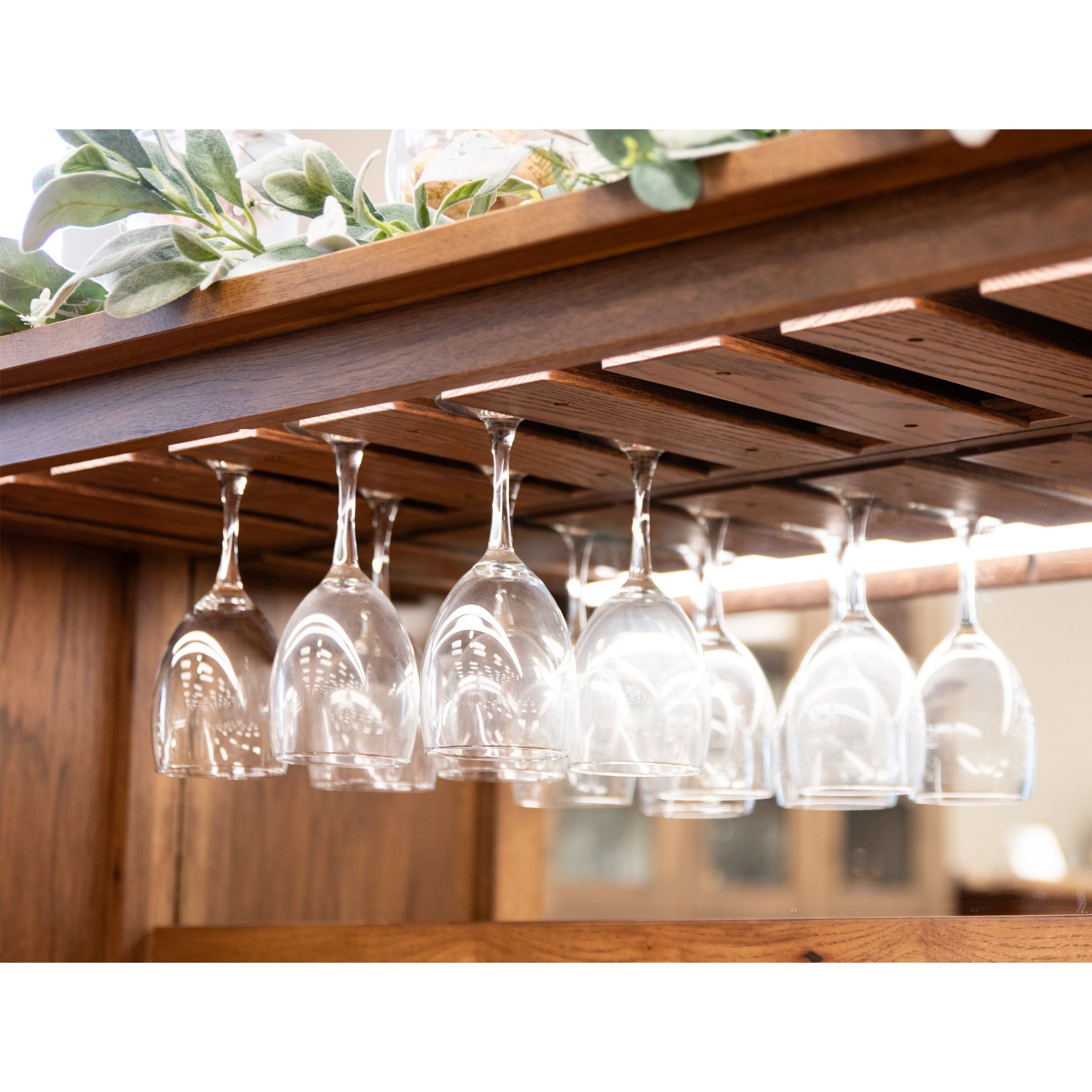 OBG Wine Storage Buffet with Hutch Topper in Hickory Wood