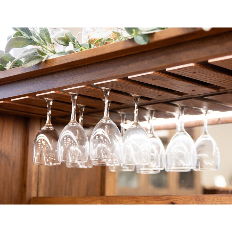 OBG Wine Storage Buffet with Hutch Topper in White Oak Wood