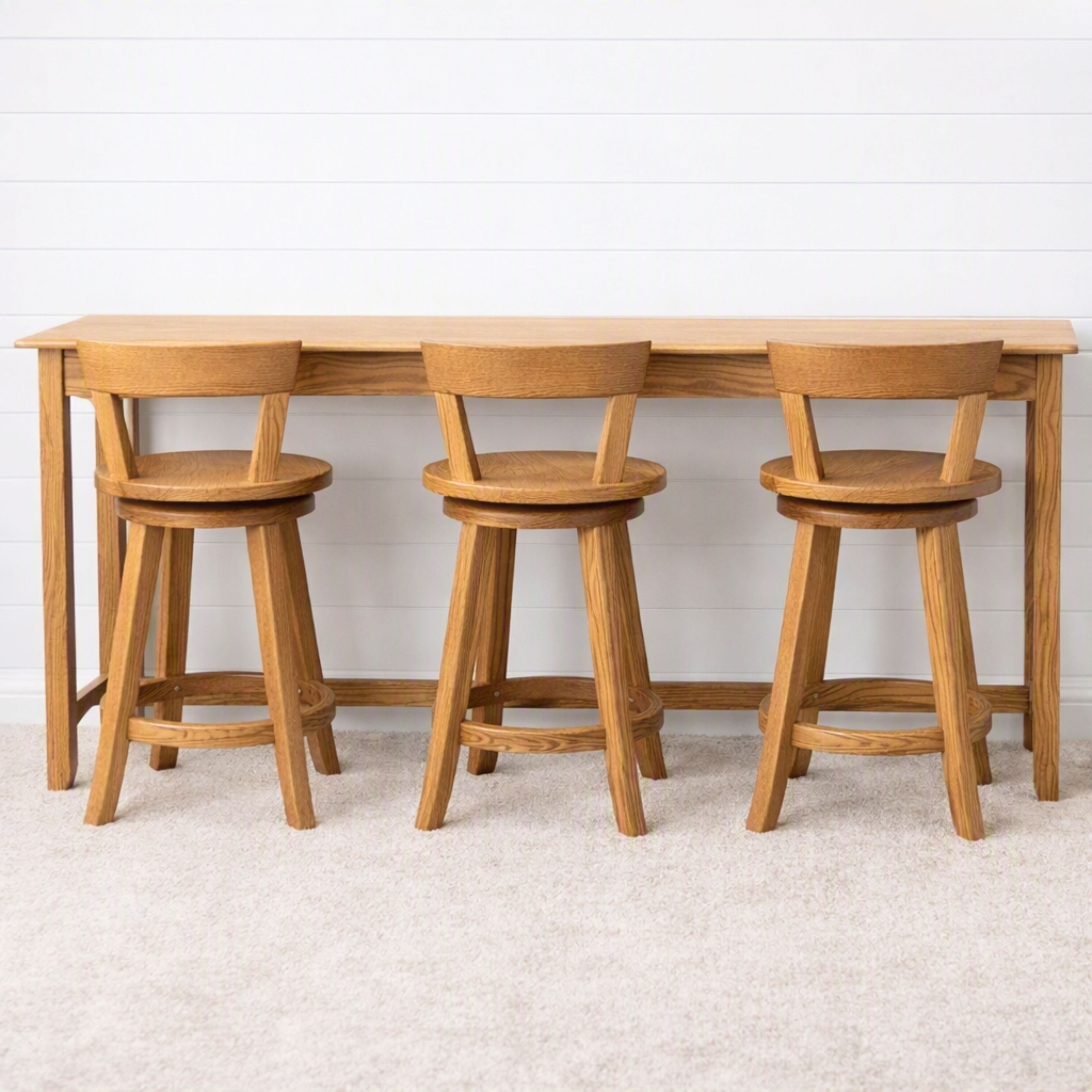 Austin Light Oak Sofa Bar Table with Swivel Chairs - FW