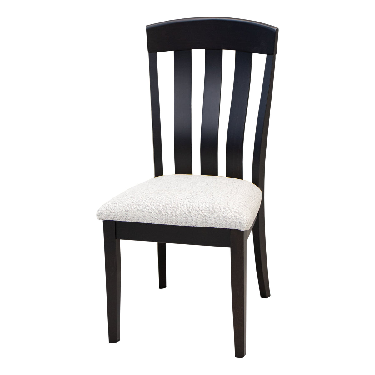 Oregon Maple Wood Side Dining Chair with a White Fabric Seat