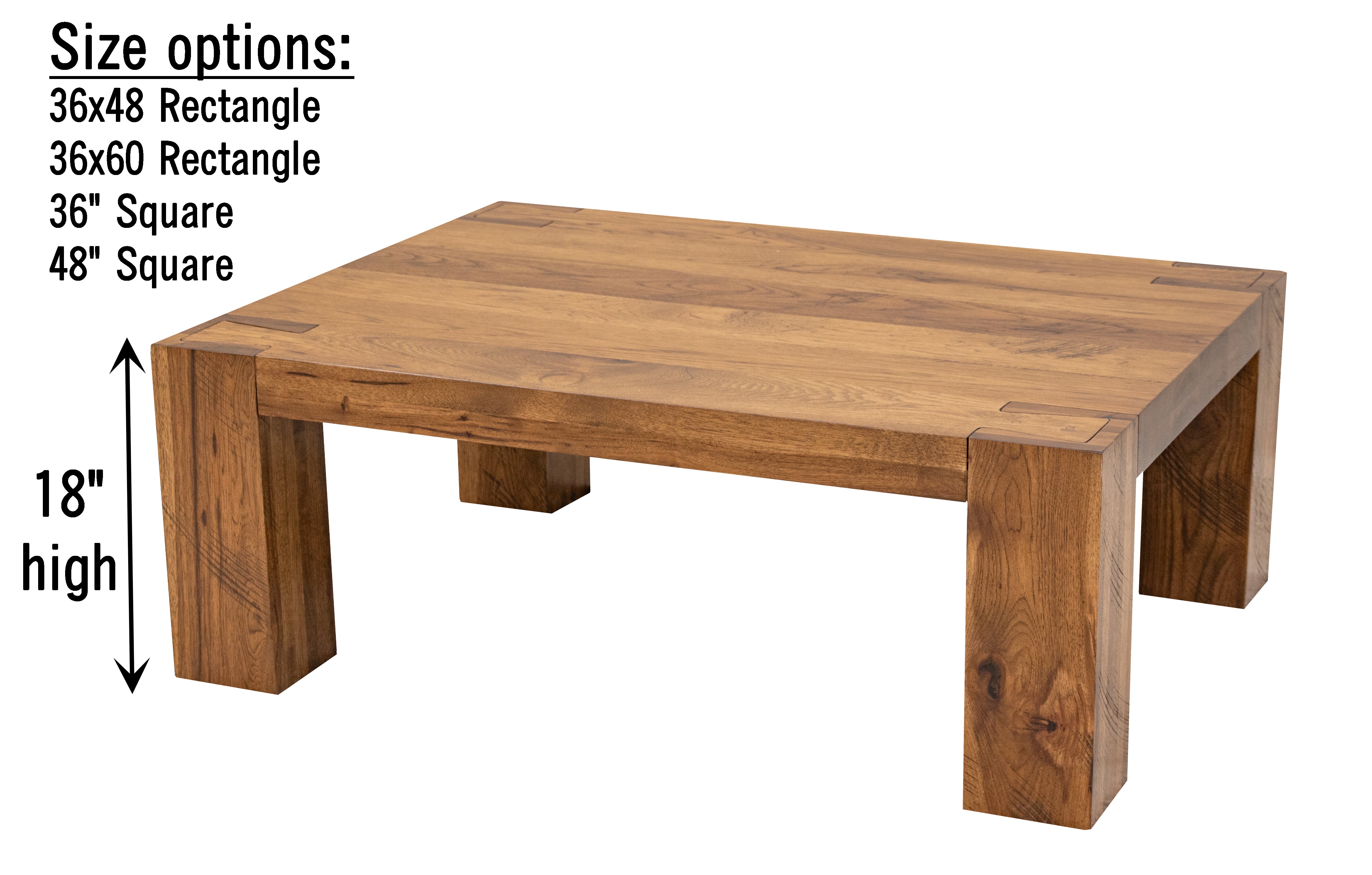 Oxford Rustic Hickory Wood Coffee Table in Honey Cider
