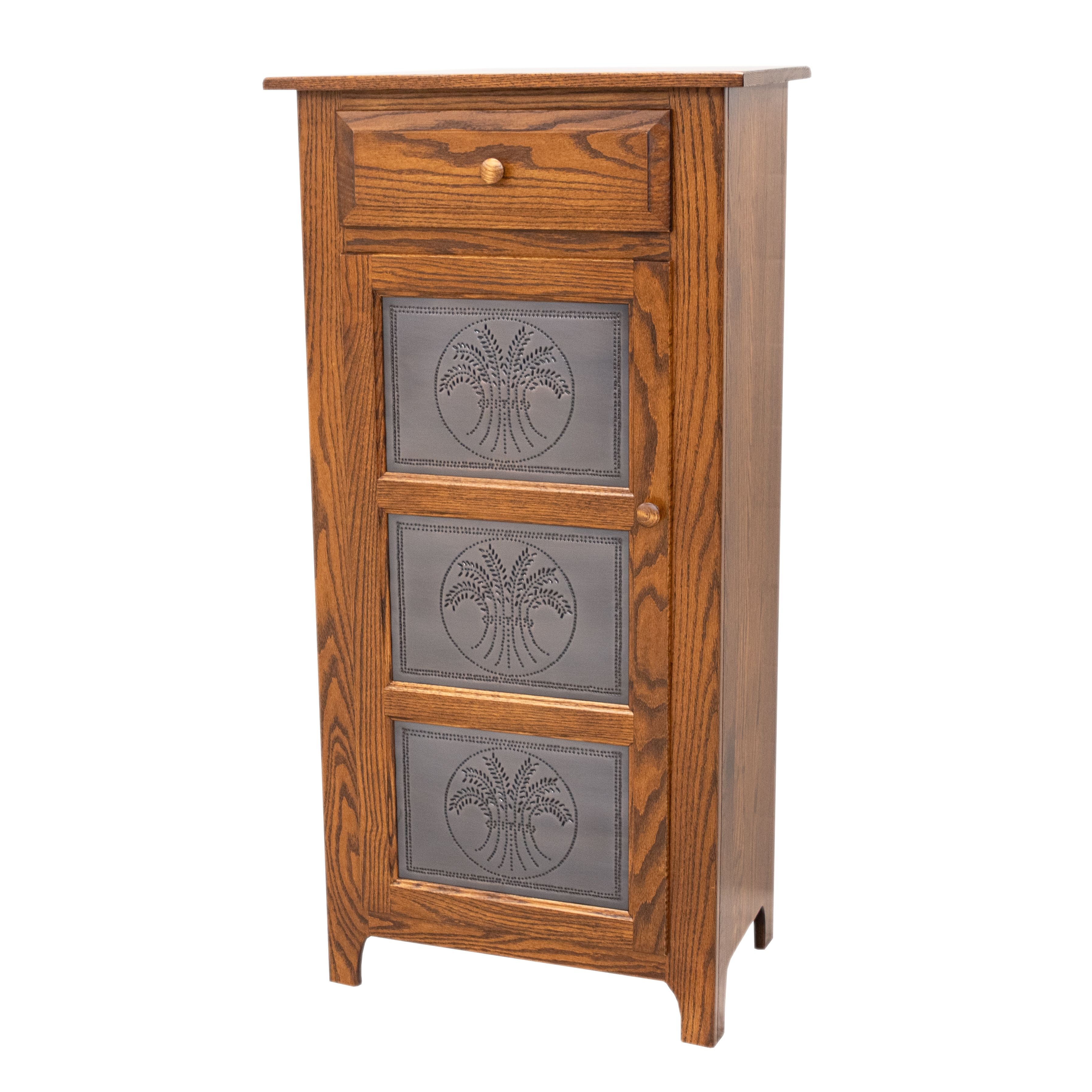 Single Door Oak Wood Pie Safe with Copper Wheat Tins | Michael's