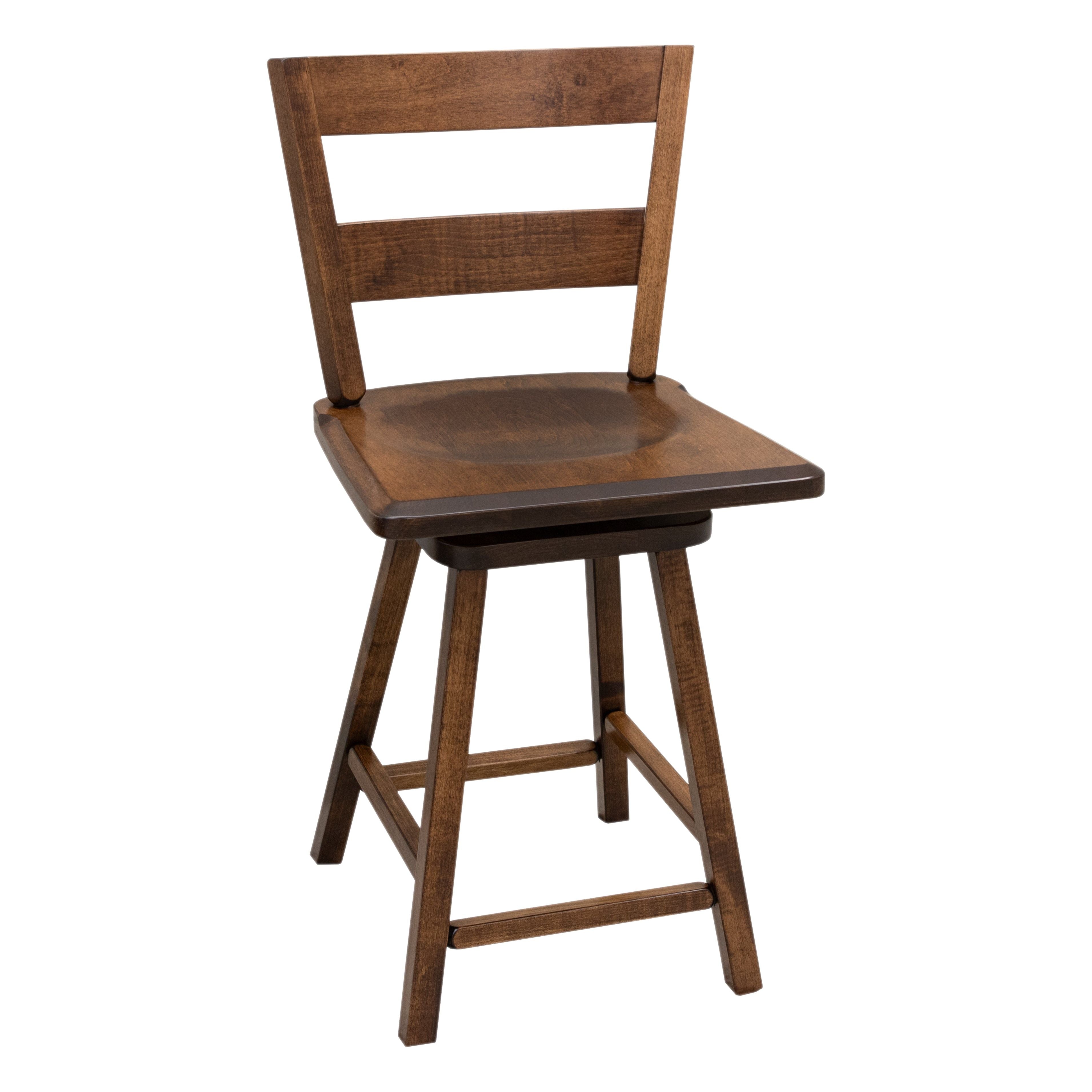 Post Mission 24" Maple Wood 2-Slat Swivel Bar Chair | ASB