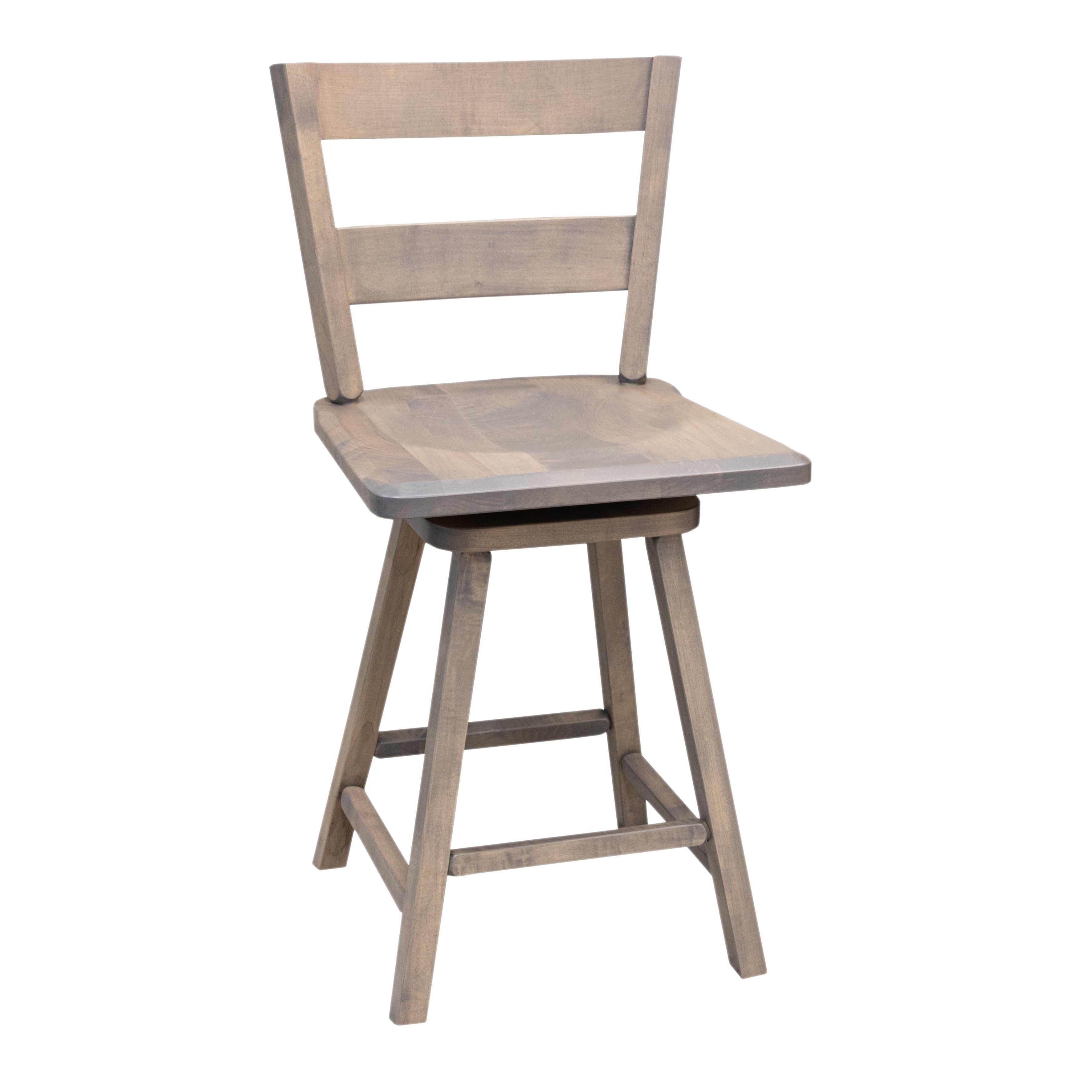 Post Mission 24" Maple Wood 2-Slat Swivel Bar Chair | VD