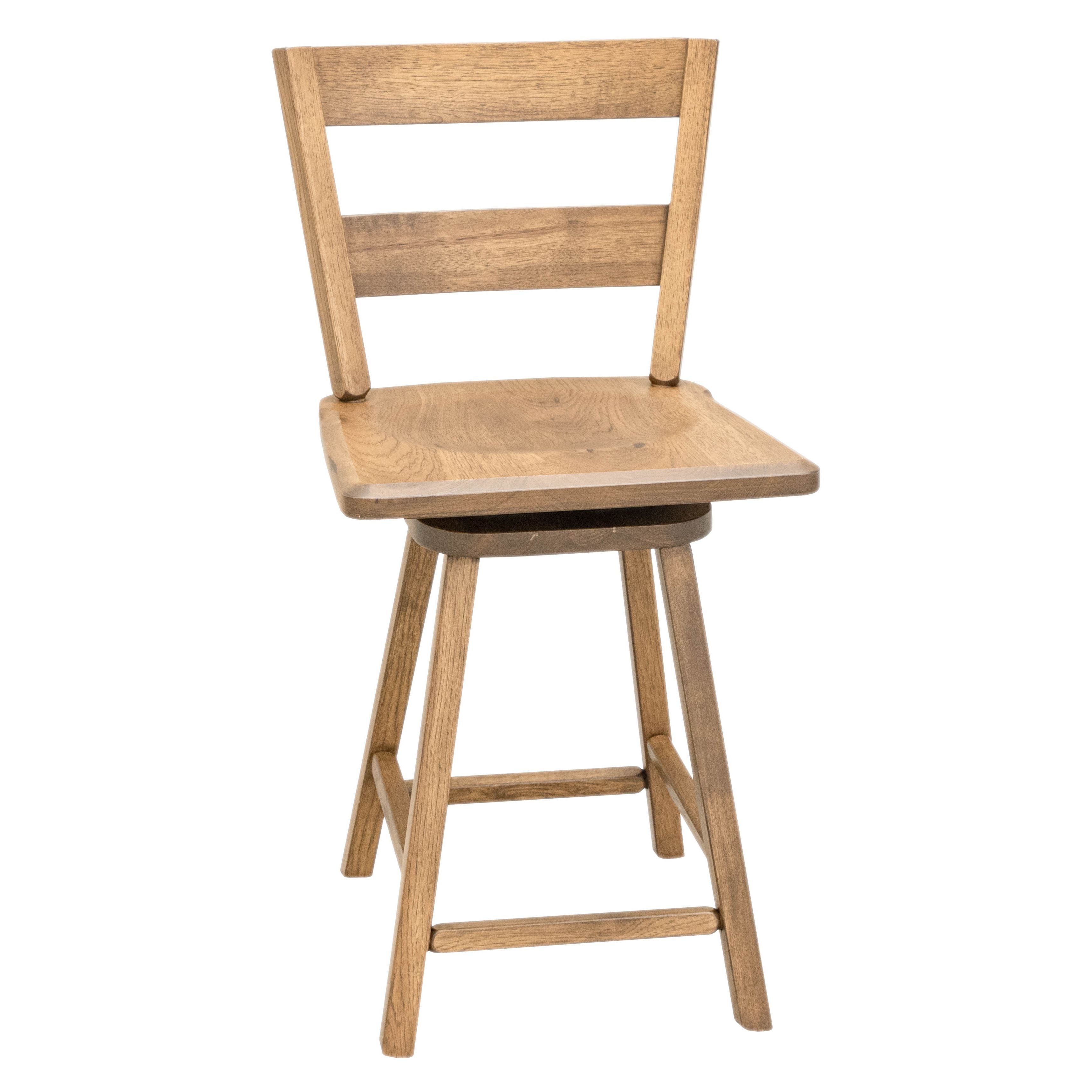 Post Mission 24" Hickory Wood 2-Slat Swivel Bar Stool | WB