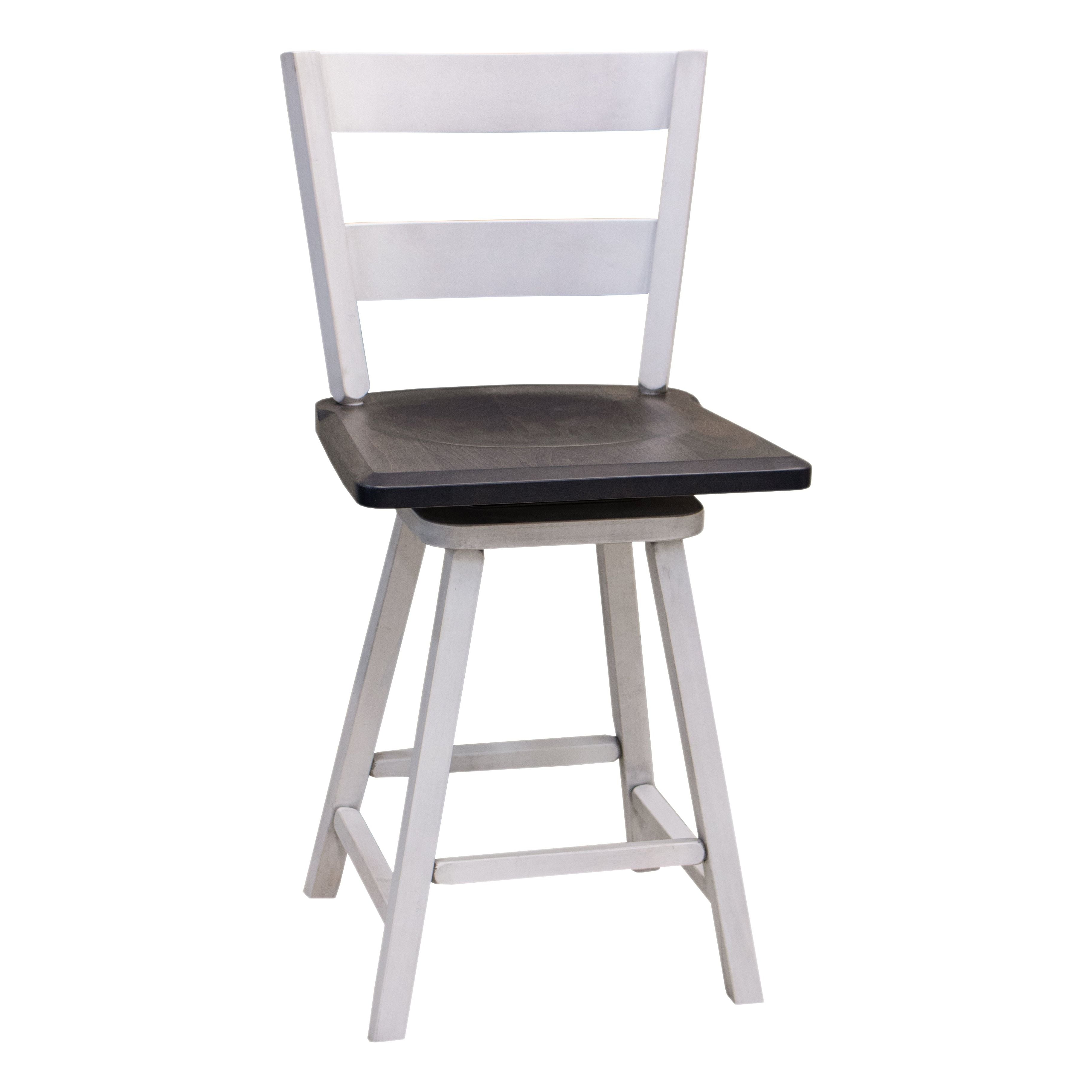 Post Mission 24" White & Wood 2-Slat Swivel Bar Chair | M-AV&GS