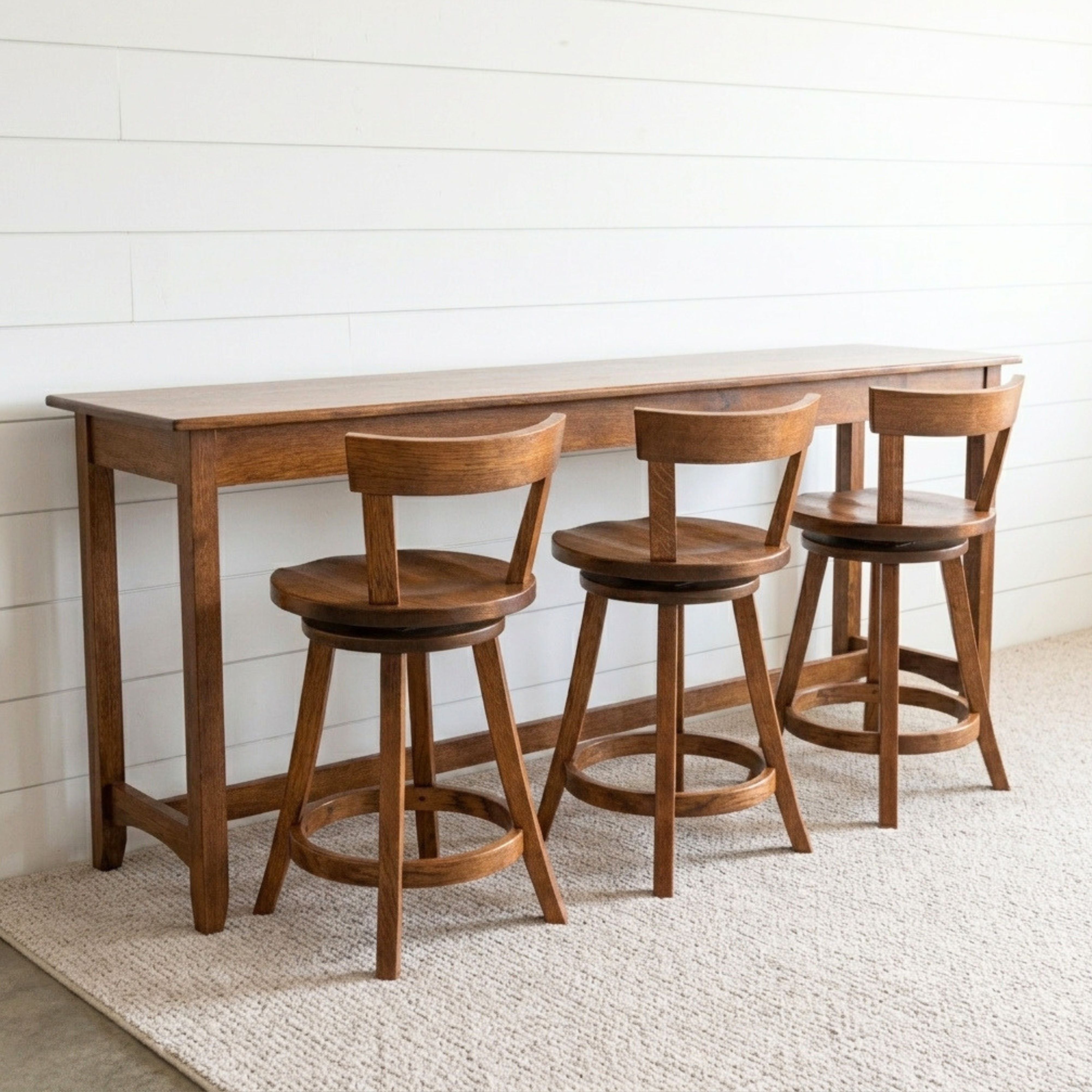 Austin Quartersawn White Oak Sofa Bar with Swivel Chairs - MC