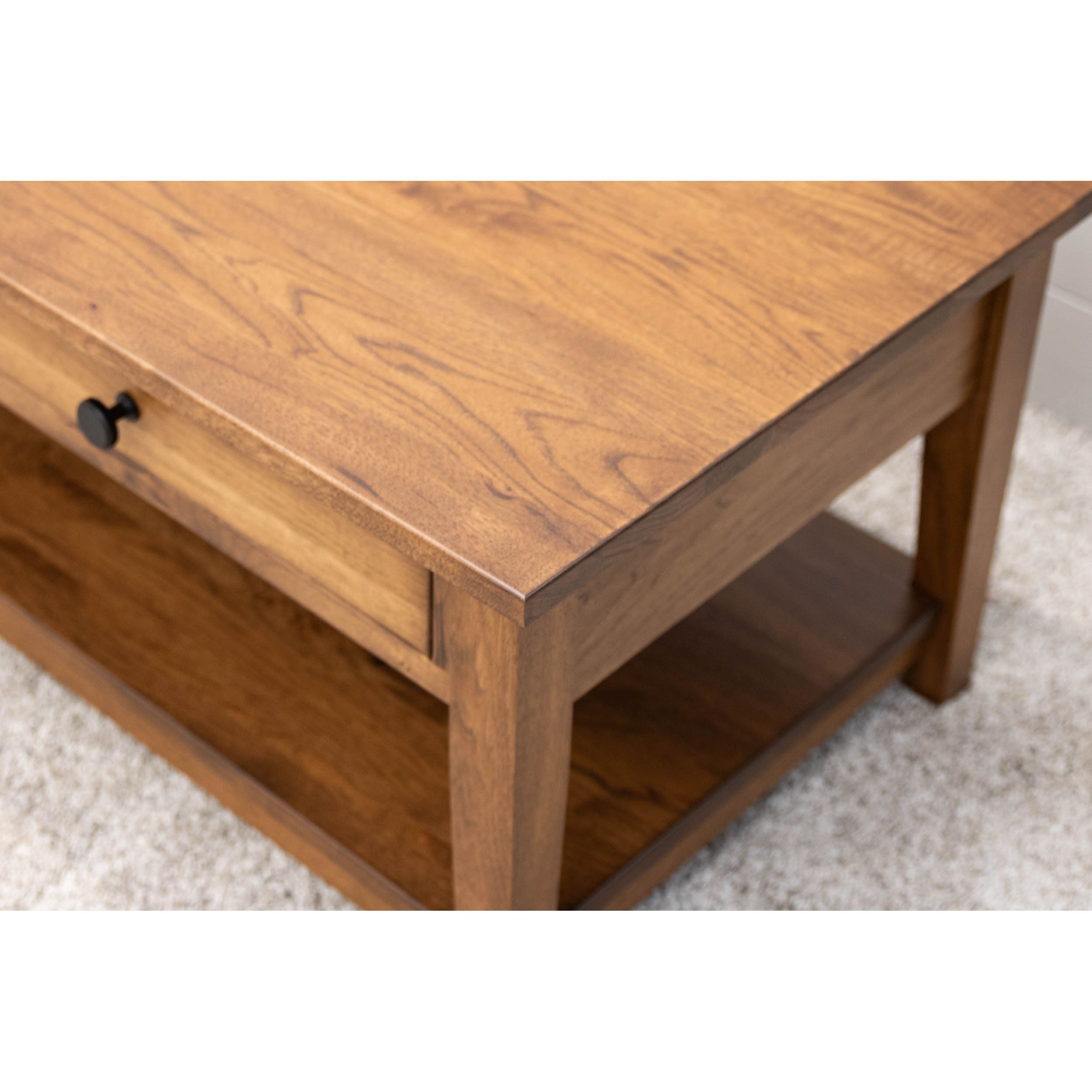 Riverton Hickory Wood Rectangle Open Coffee Table | Honey Cider Stain