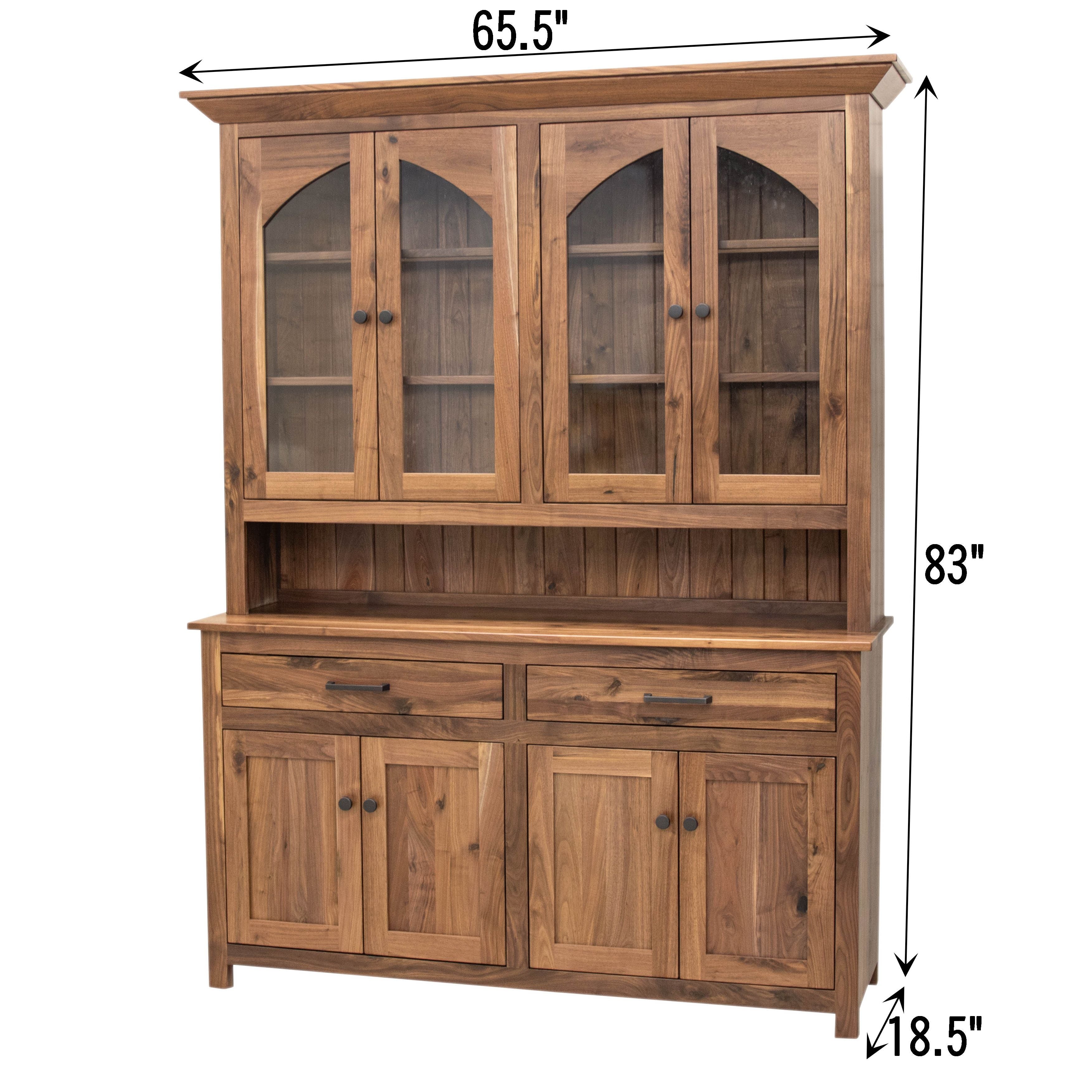 Rockford Walnut Wood 4-Door Hutch | NAT