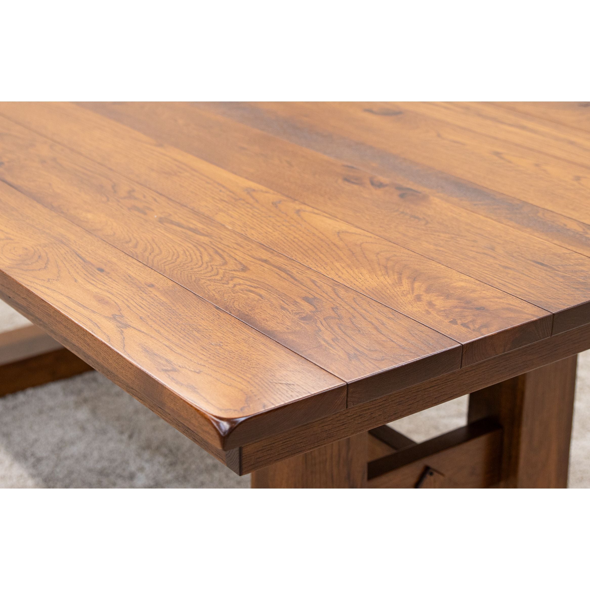 Rowan Rustic Hickory Wood Extending Dining Table | Cherry Stain Color