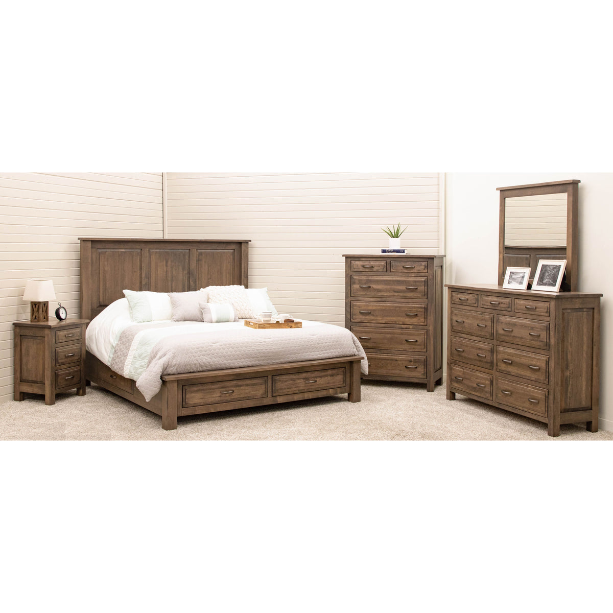 Savannah King Maple Wood Storage Platform Bed | SP