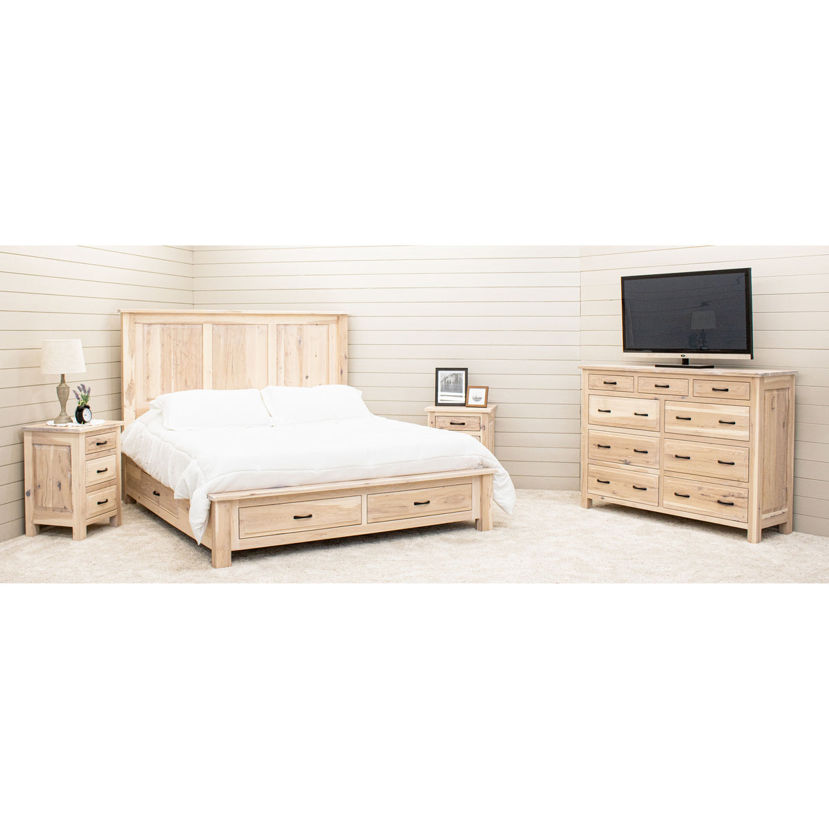 Savannah California King Hickory Wood Storage Platform Bed | SW