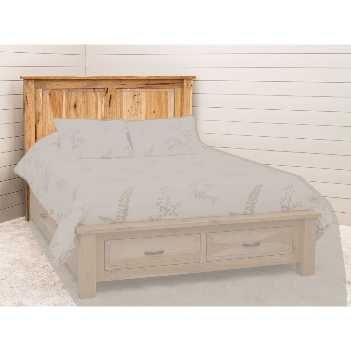 Savannah Queen Hickory Wood Storage Platform Bed | WB