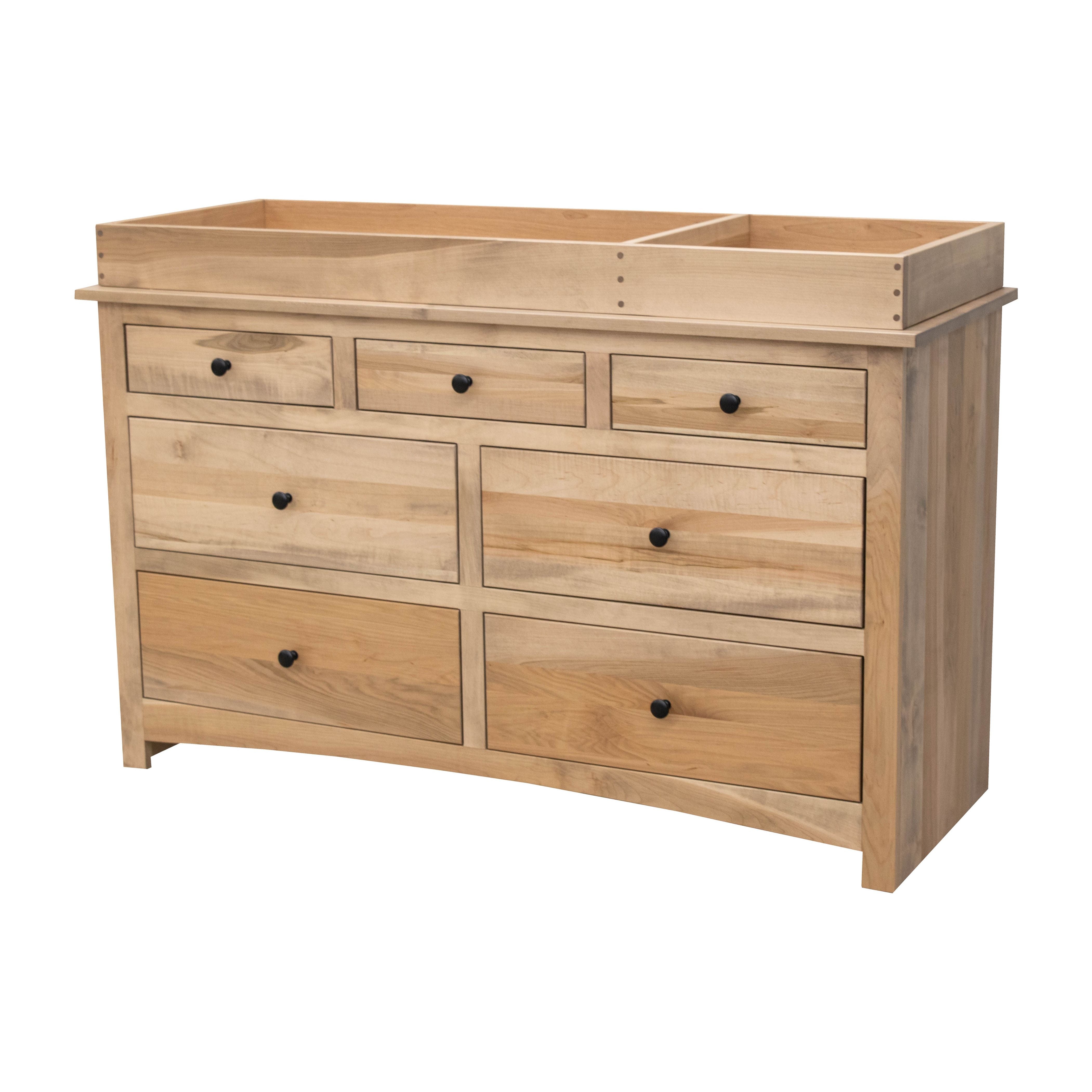 Shaker Maple Wood 7-Drawer Nursery Dresser with Changing Topper | DS