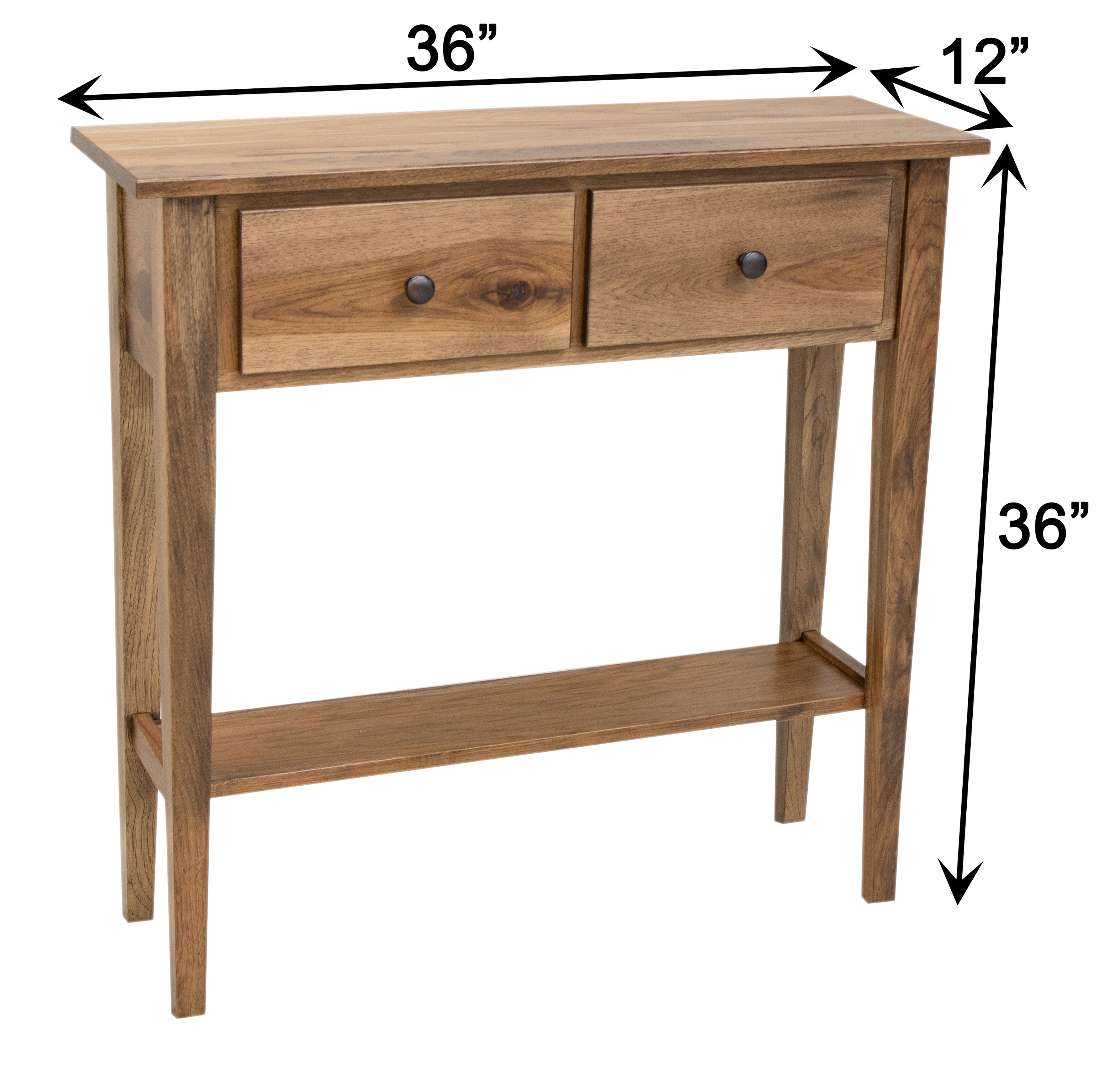 Shaker Solid Maple Wood Hall Table in Cider Stain Color