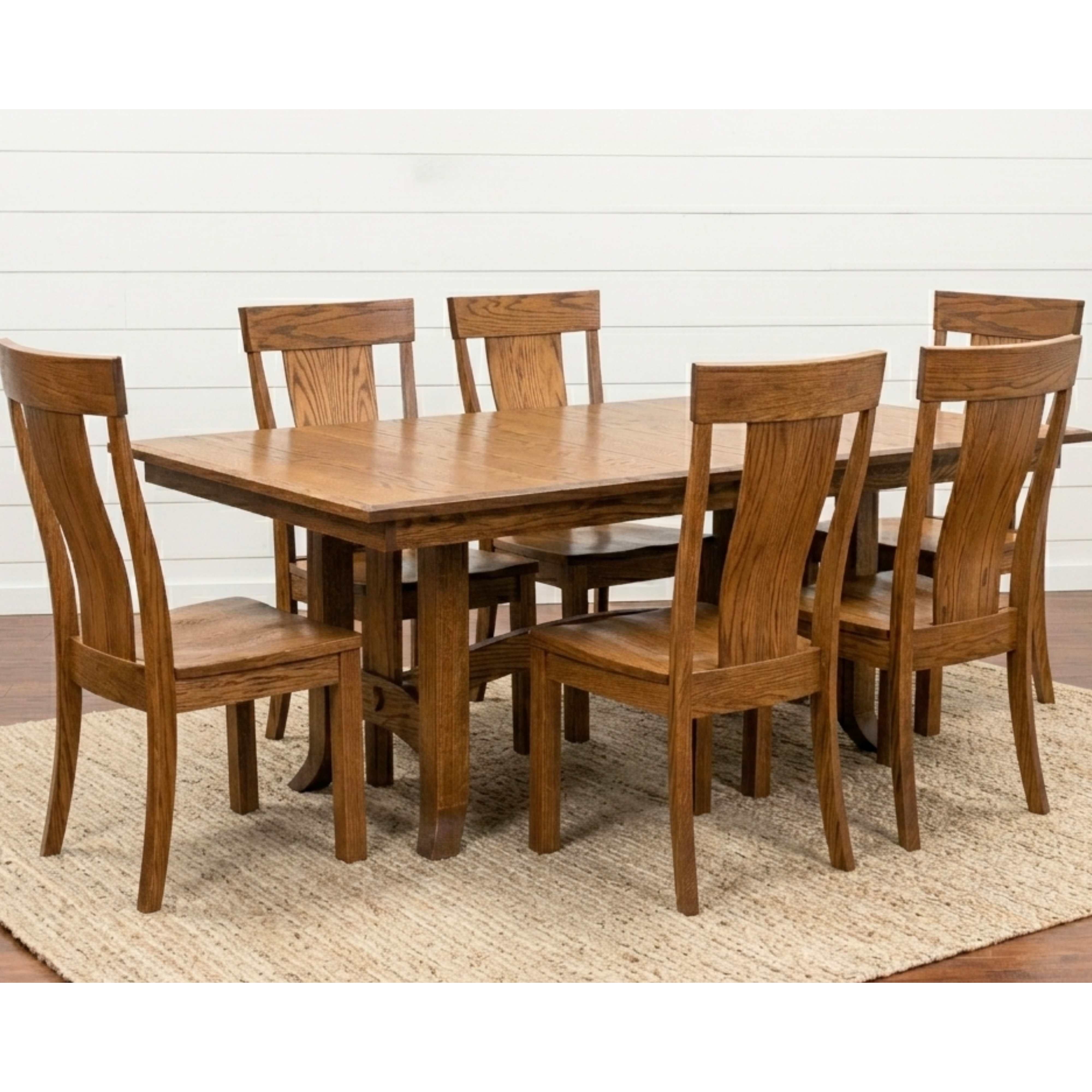 Shaker Hill Solid Oak Wood Extendable Dining Set for 6-10