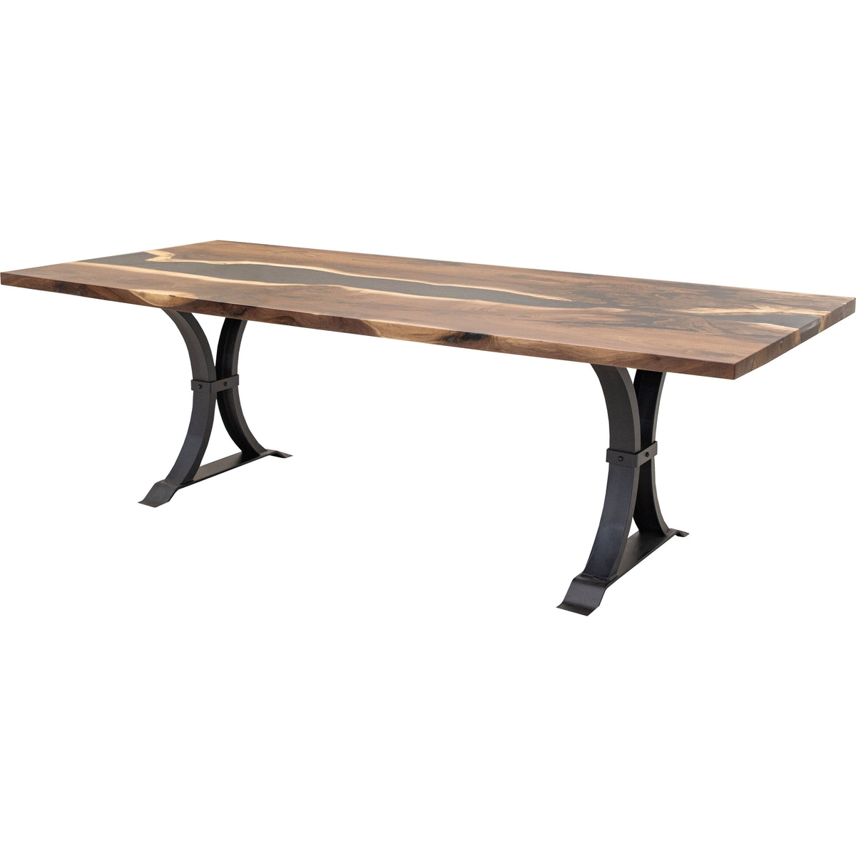 Strait Table Straight Edge River Walnut Wood Dining Table