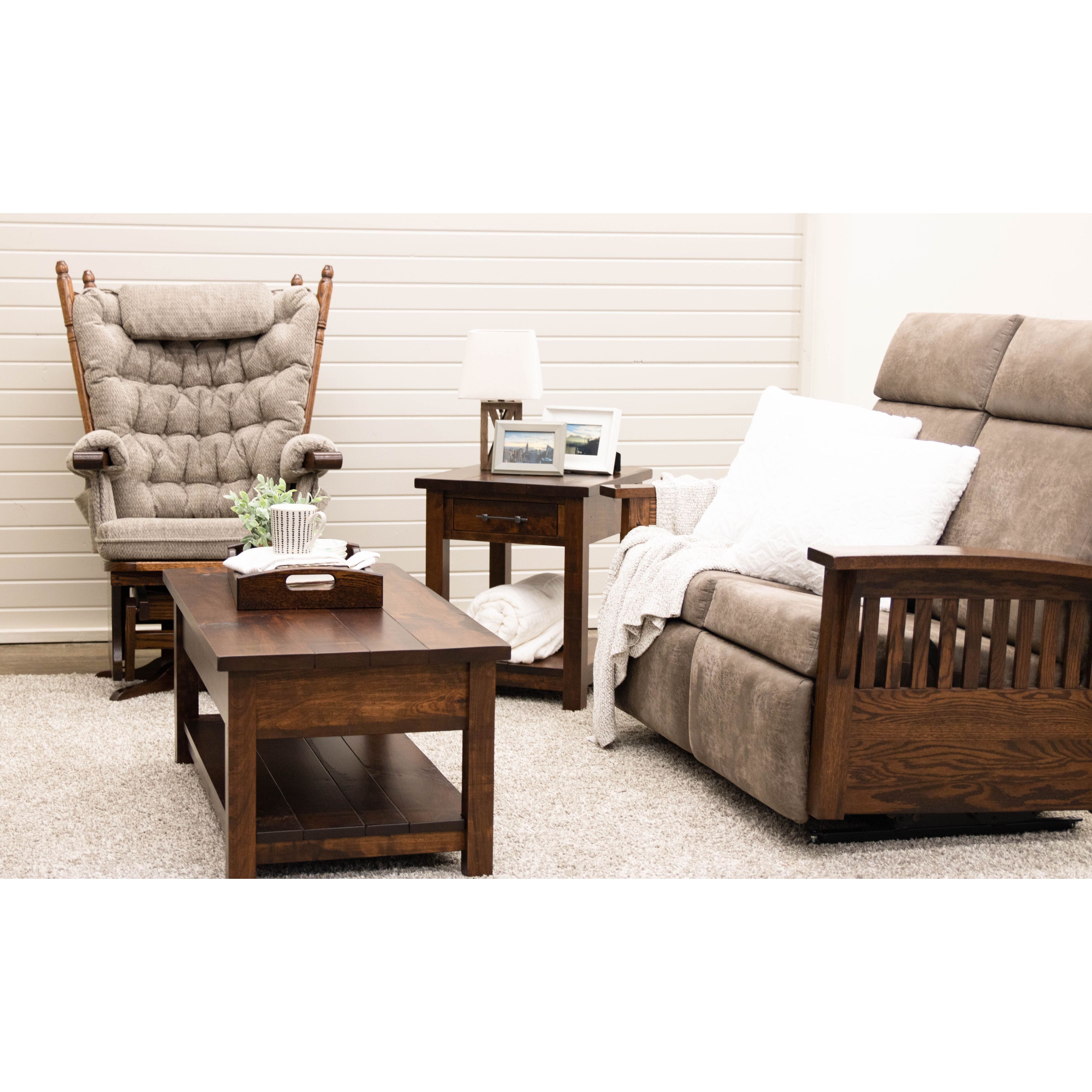 Traditional Oak Wood Swivel Glider Rocker & Ottoman | ASB-4285-K