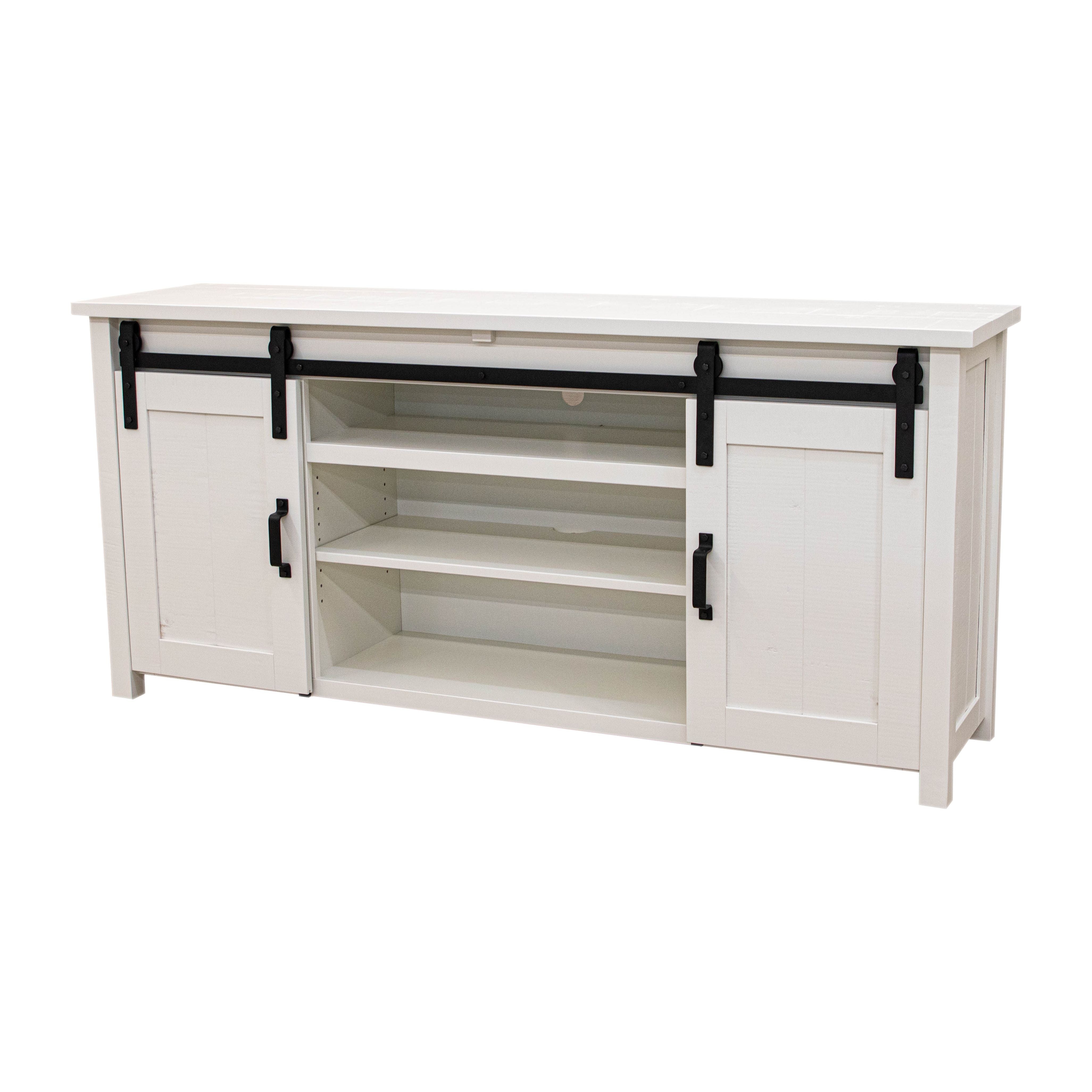 Arcadia 72" White Maple Wood Sliding Barn Door Post TV Console | DW