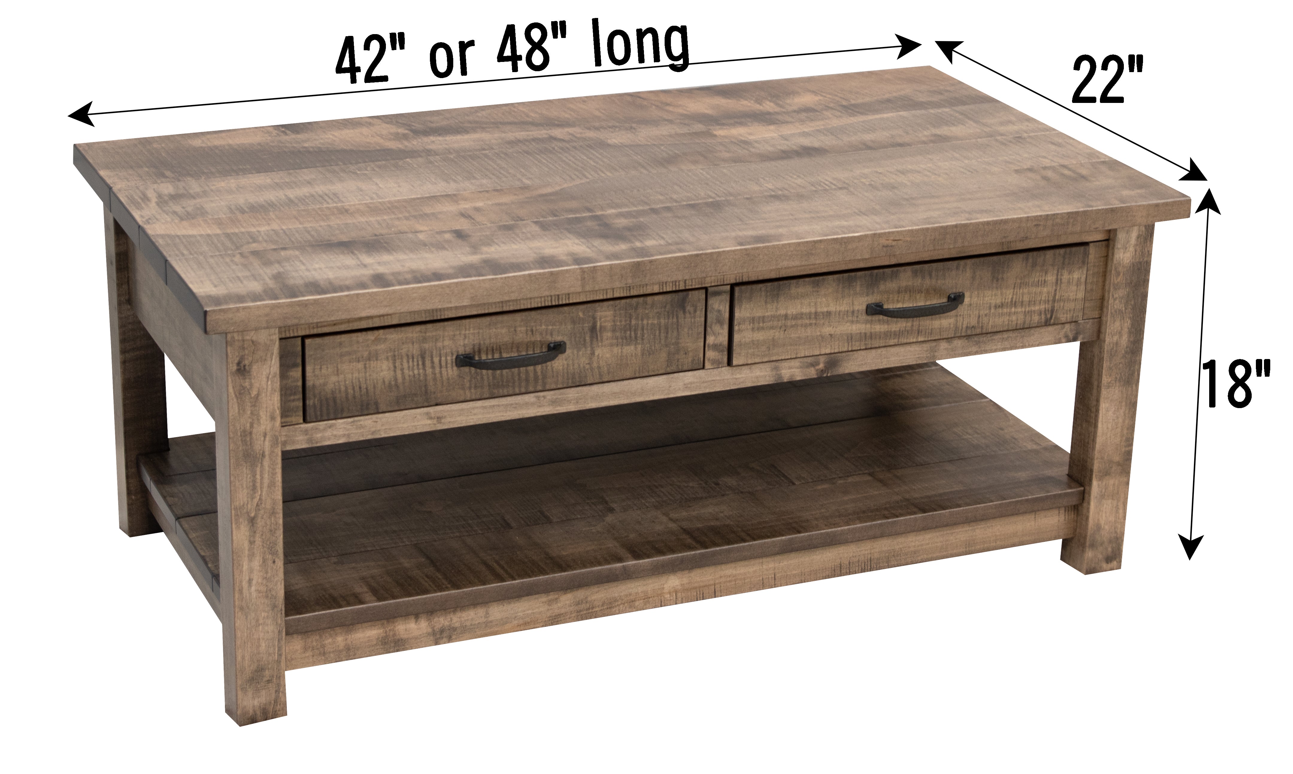 Arcadia White Solid Maple Wood Rectangle Open Coffee Table