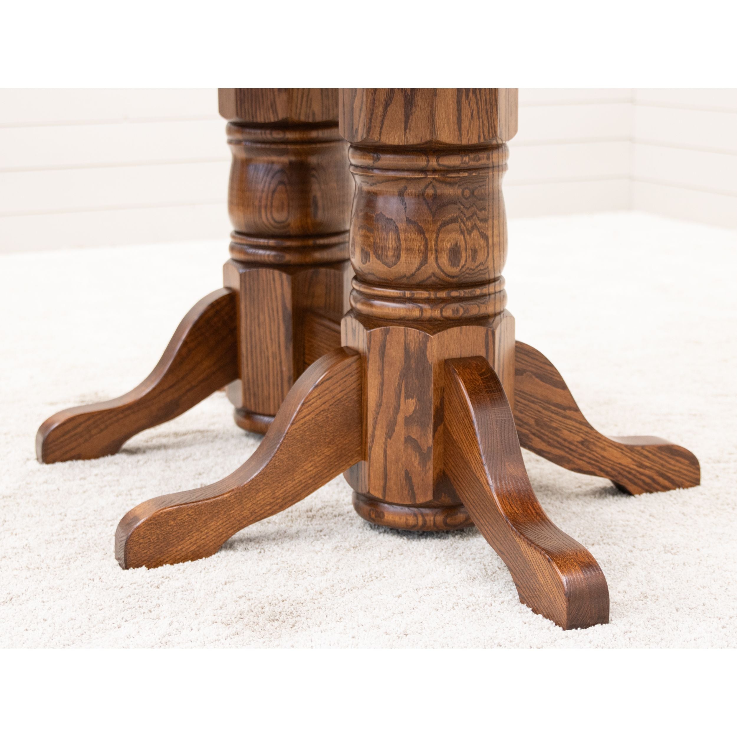 Traditional Oval Amish Oak Double Pedestal Table Set for 6-8