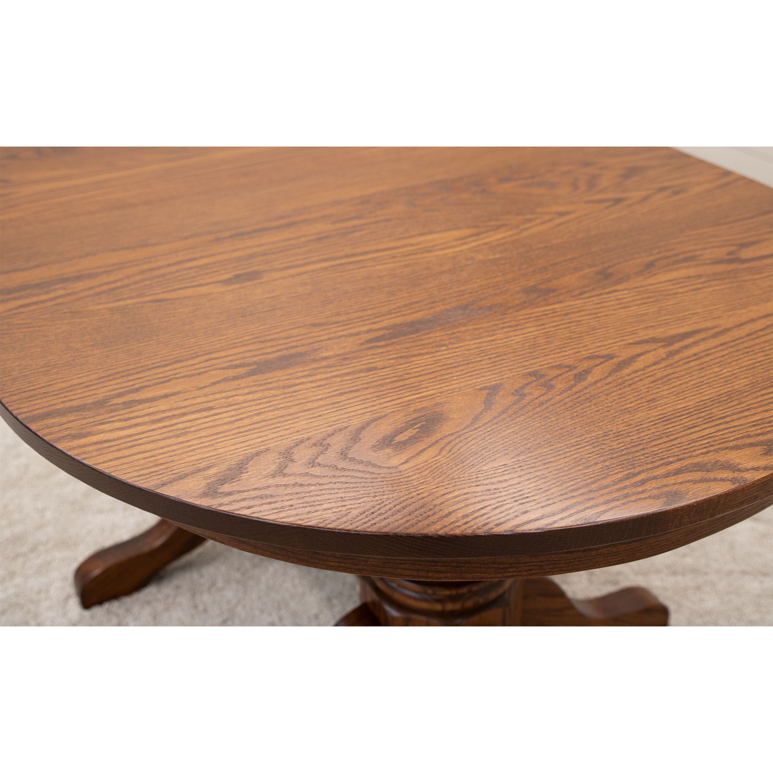 Traditional Oval Amish Oak Double Pedestal Table Set for 6-8