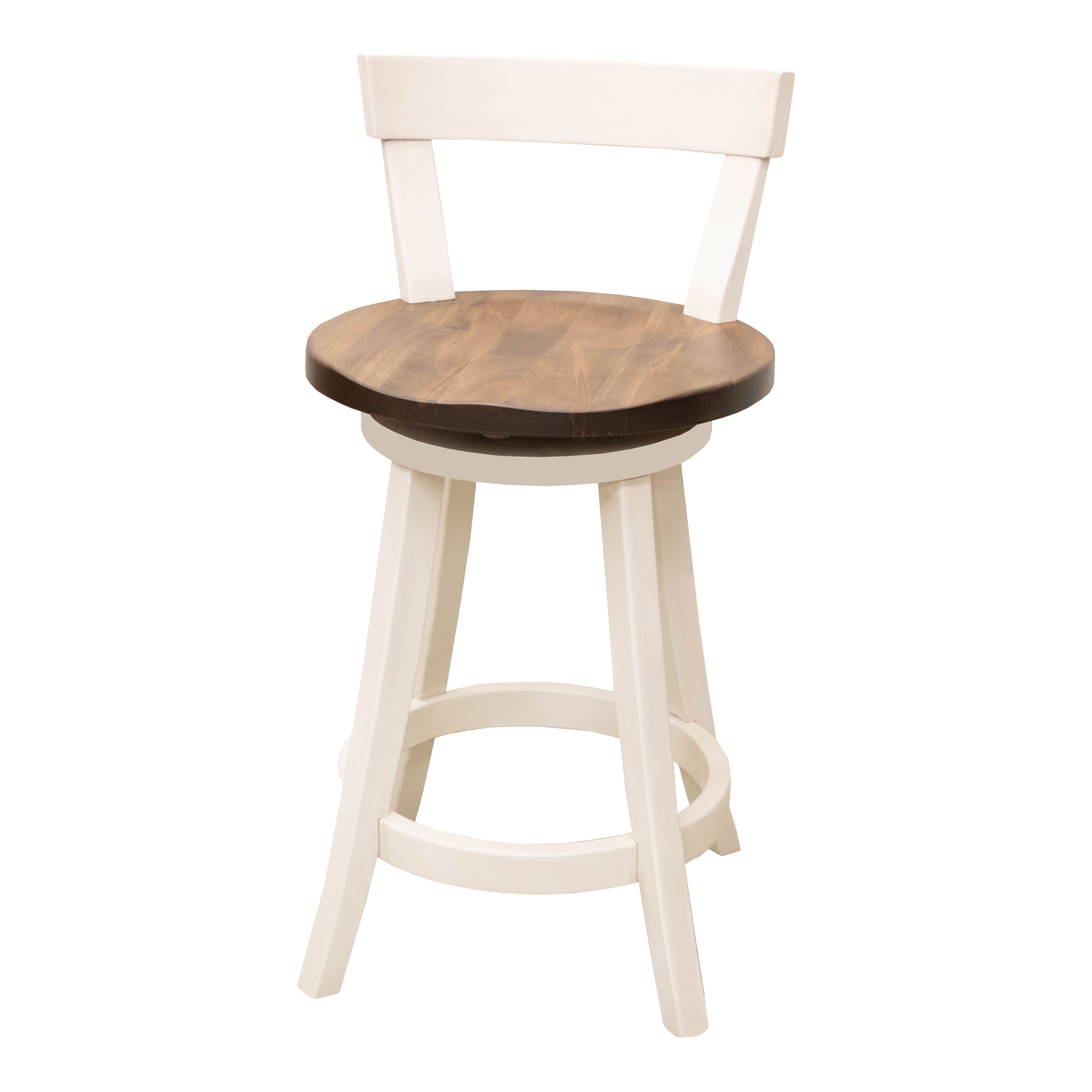Turnstone 24" White & Wood Swivel Bar Stool | M-CW&CO
