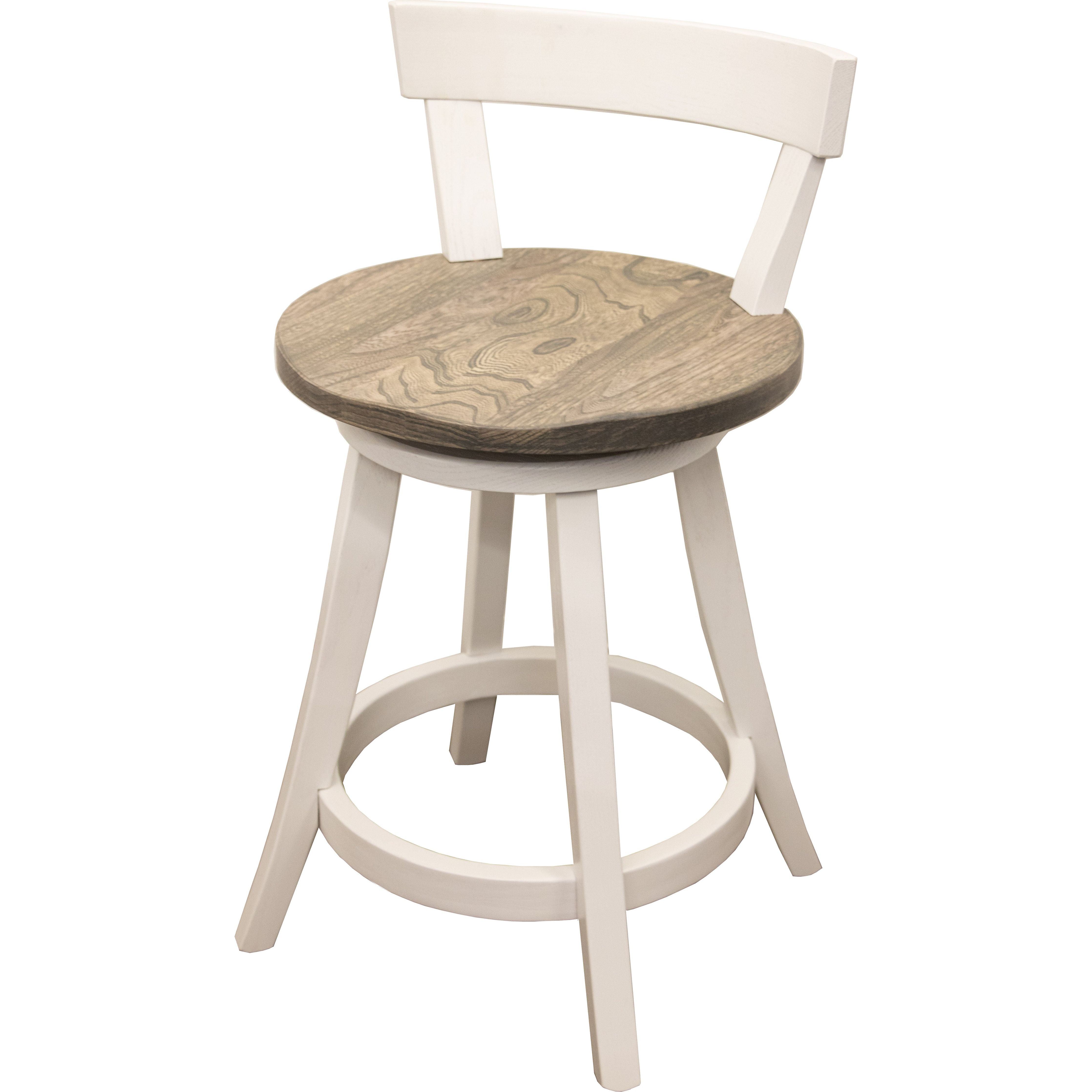 Turnstone 24" White & Wood Swivel Bar Stool | M-DW&RWO-GRB