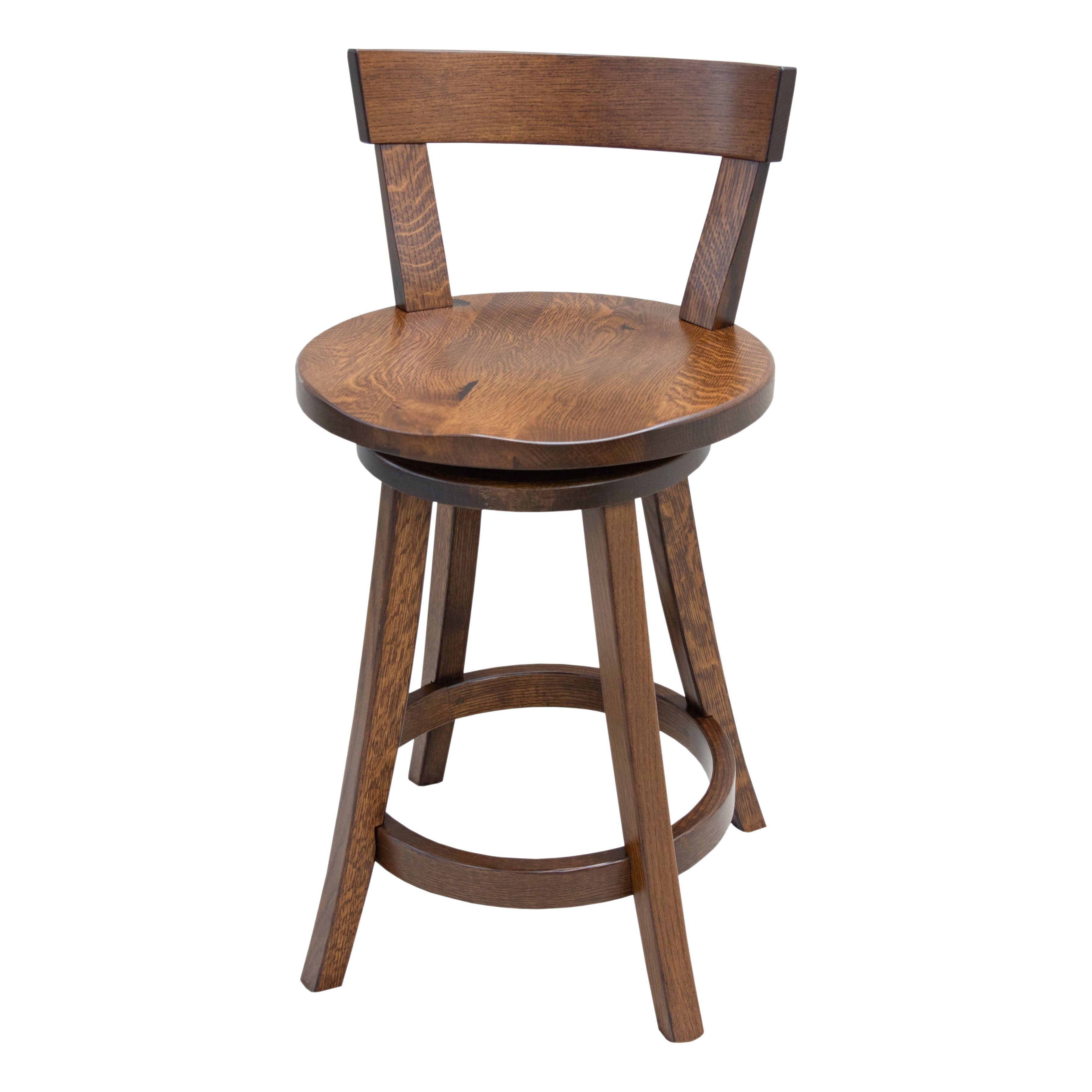 Turnstone 24" Rustic Quarter Sawn White Oak Wood Swivel Bar Stool | GB