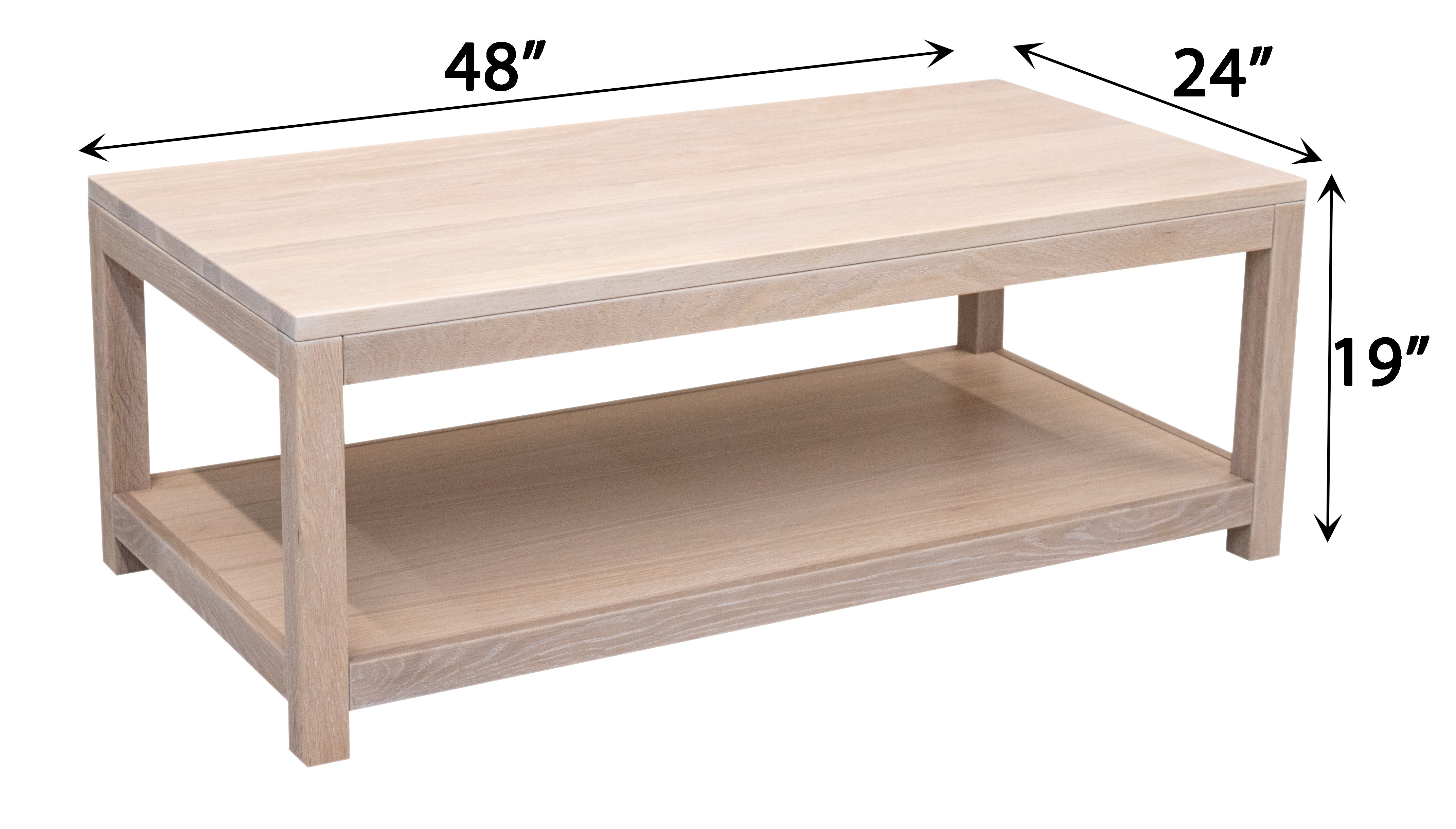 Westbrook White Oak Wood Rectangle Open Coffee Table