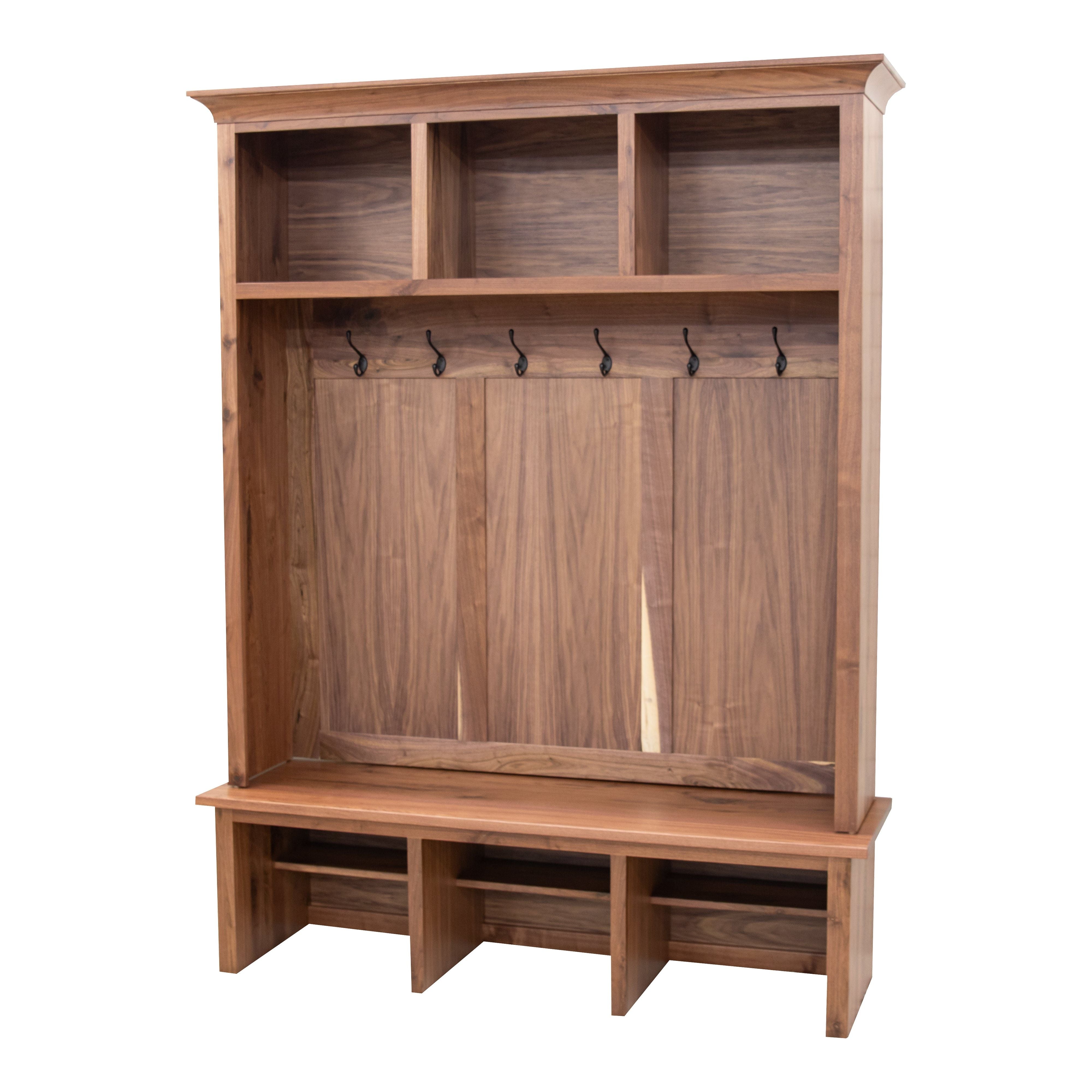 Weston Rustic Walnut Hall Tree Bench with Natural Finish