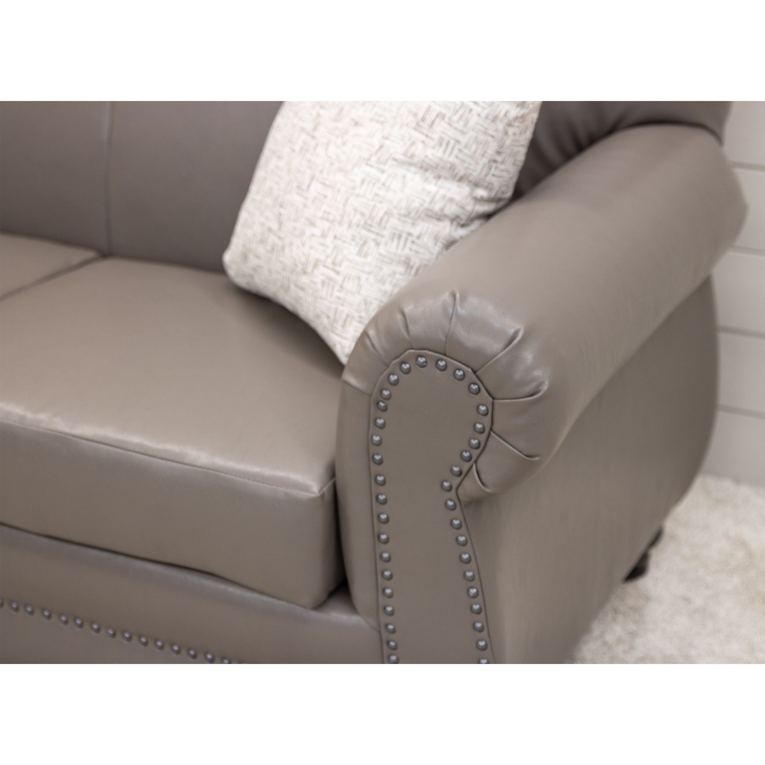 Wilmington Gray Faux Leather Stationary Sofa