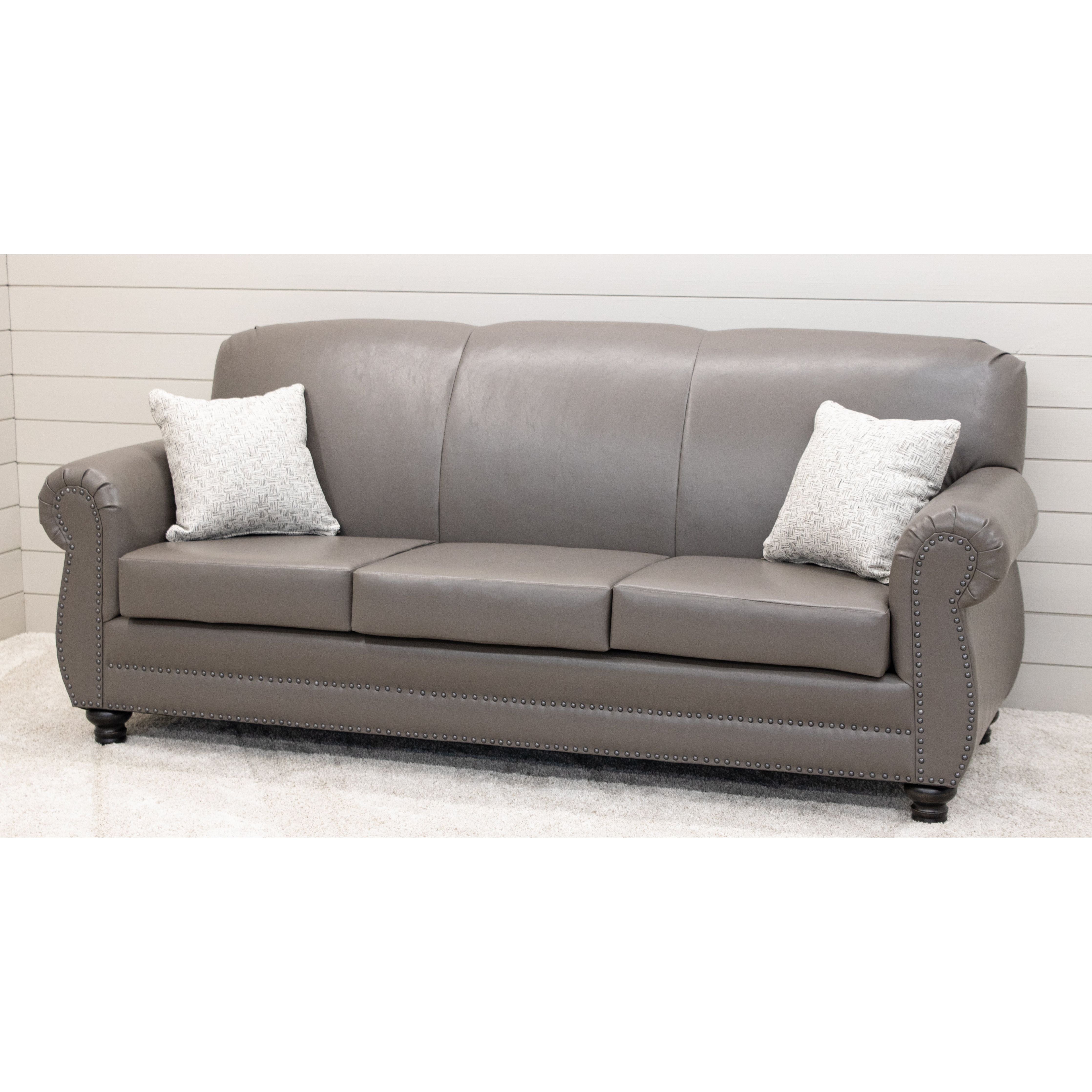 Wilmington Gray Faux Leather Stationary Sofa