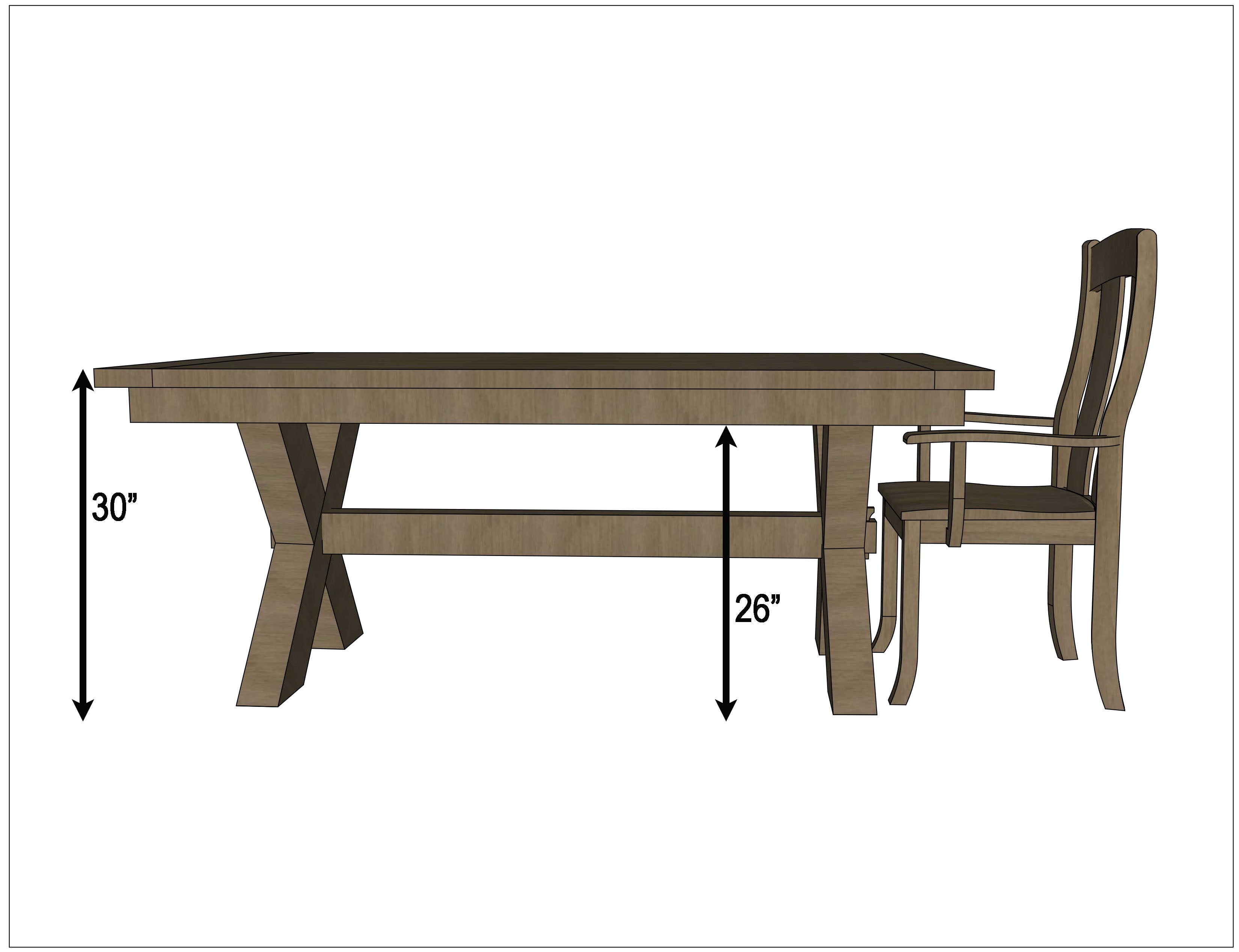 Wooden X Solid Maple Wood Trestle Dining Table