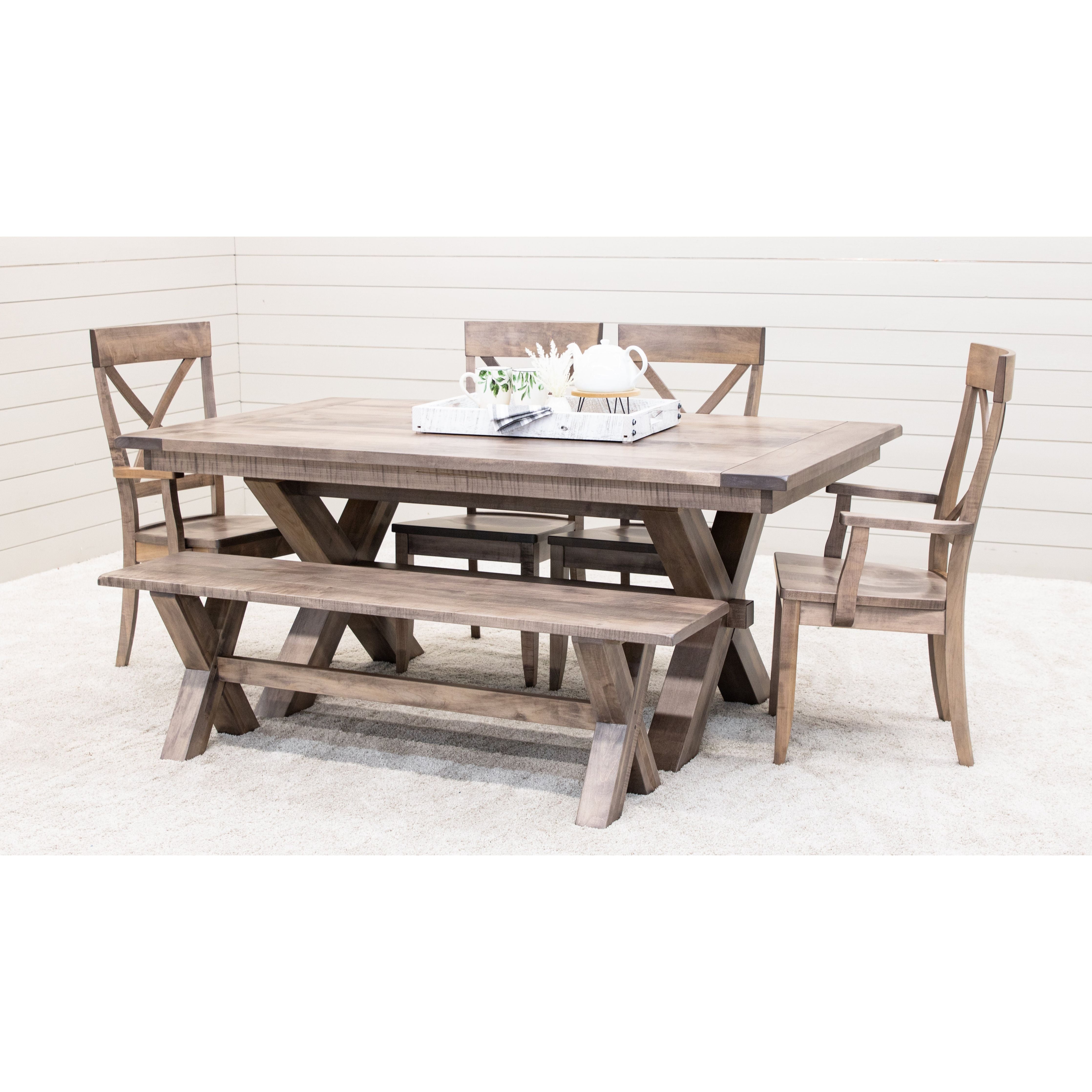 Wooden X Maple Wood Trestle Dining Bench | DU