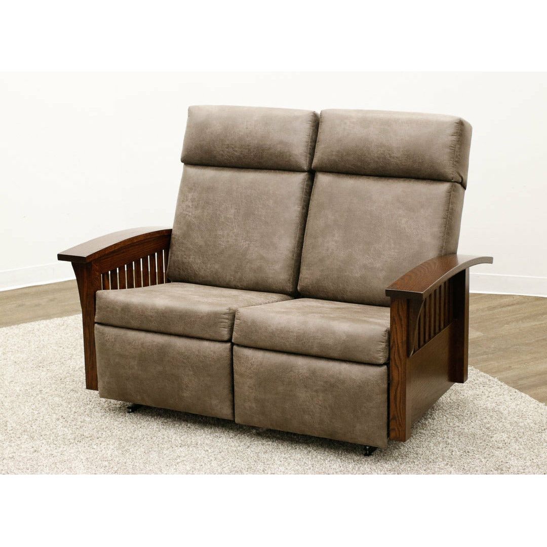 Mission Reclining Loveseat with Wood Arms