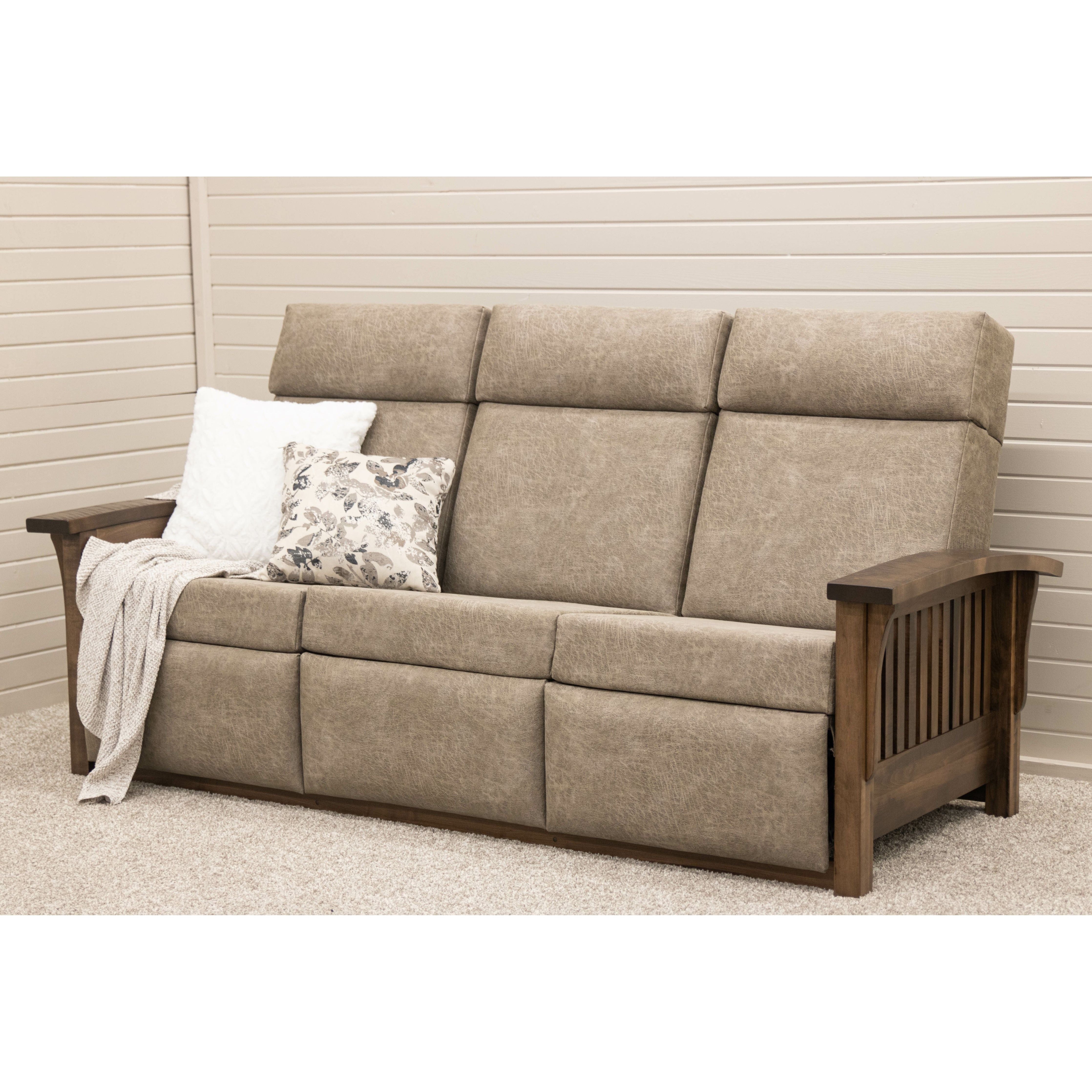 Mission Wallhugger Reclining Sofa with Wood Arms