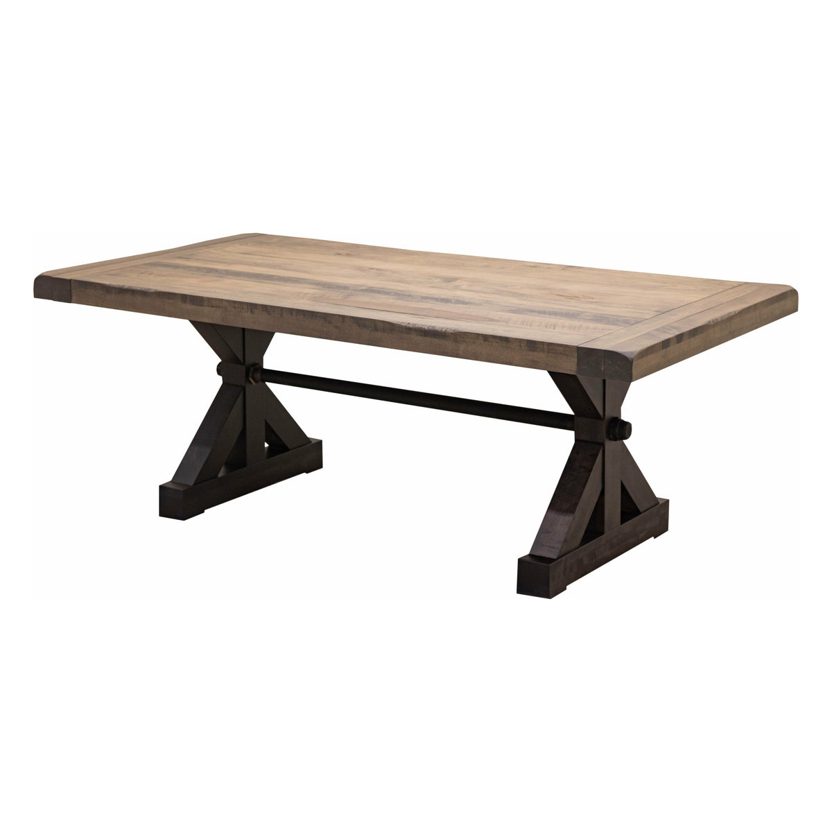 Auburn Black & Wood Extending Dining Table with Built-Down Top